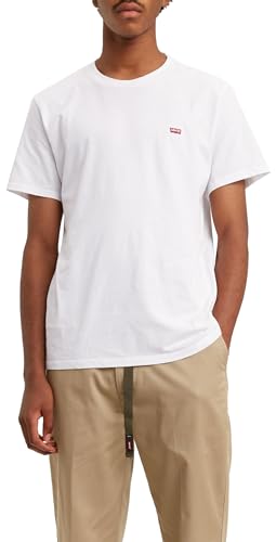 Detalle de Levi's Men's Original Housemark Tee - Core Chesthit Logo, White, Size L