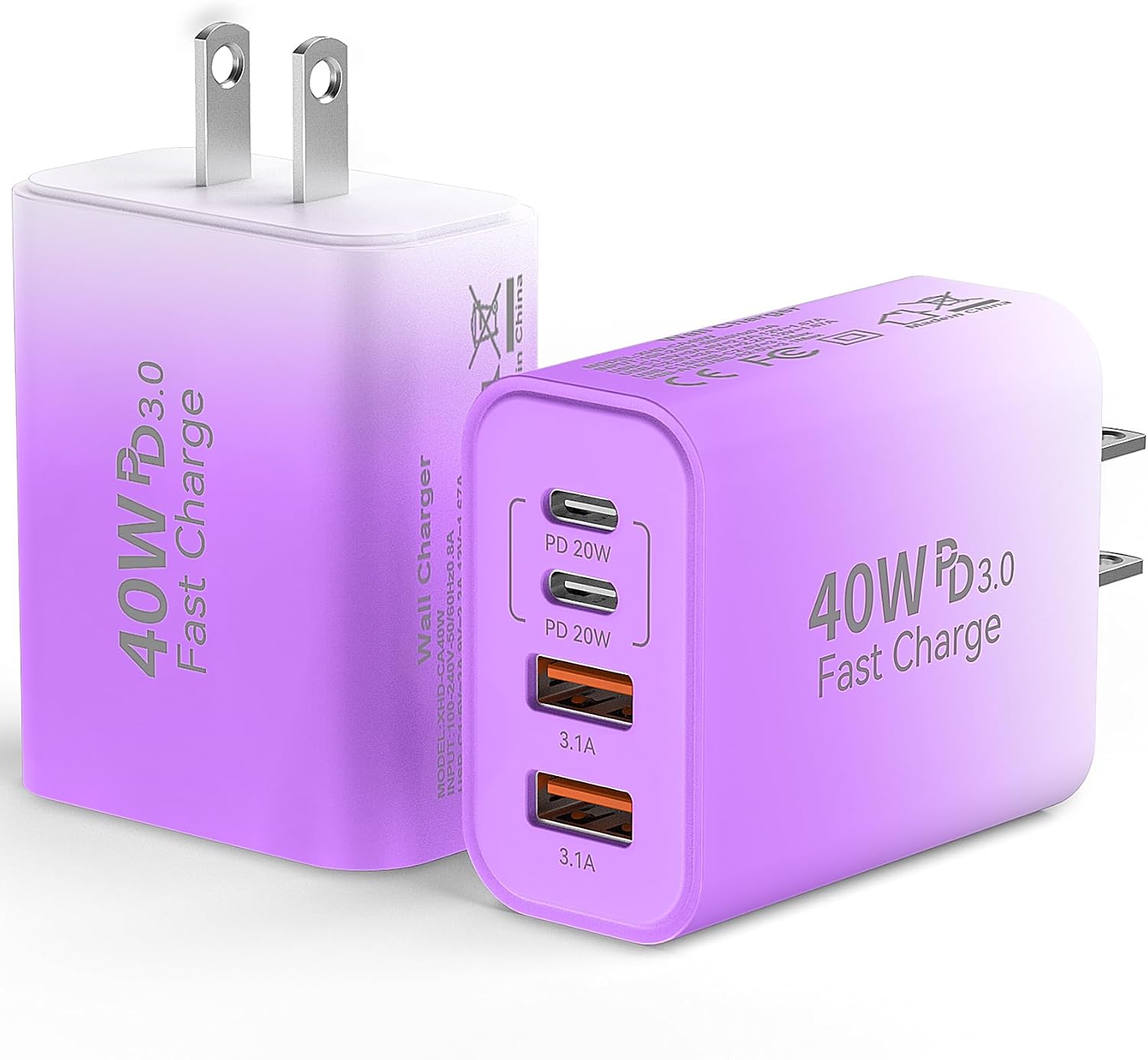 Thumbnail 6 de USB C Wall Fast Charger Block, 40W 4-Port USB-C & USB-A Fast Charger