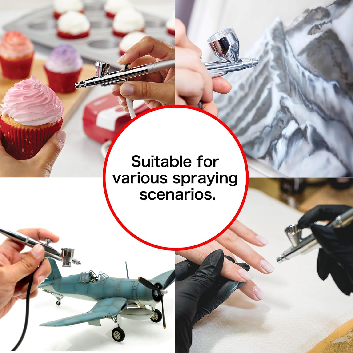 Thumbnail 5 de Airbrush Paint Kit AS186: 3L Tank, Two Double-Action Airbrushes & Quiet High-Pressure Compressor