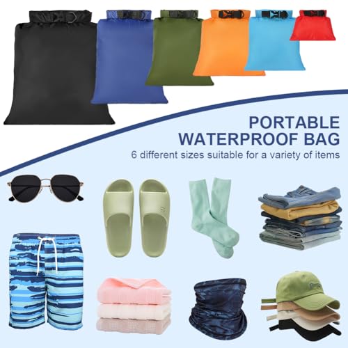 Detalle de vsshe – Ensemble de 6 Sacs Étanches légers (1,5–8 L) pour Kayak, Randonnée et Camping