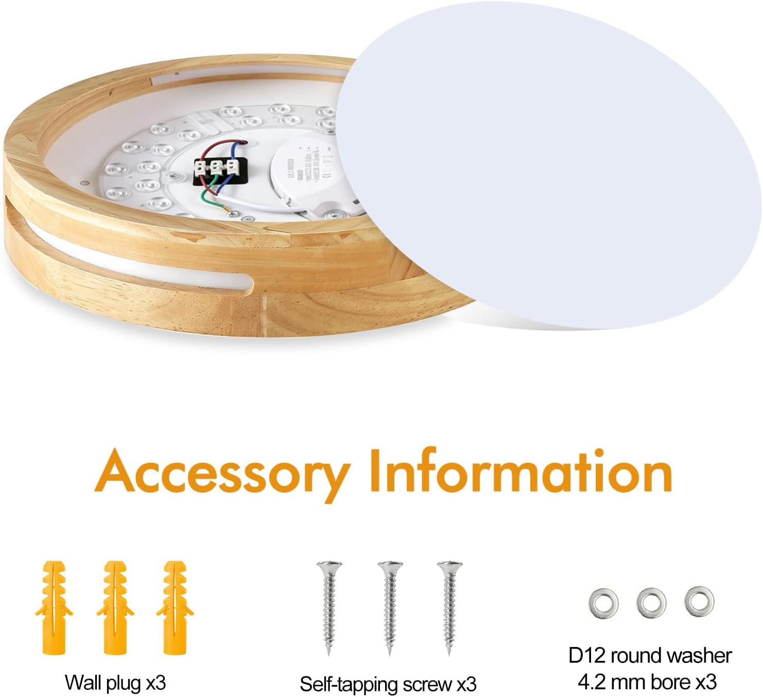 Thumbnail 6 de MELAYR Ceiling Lights LED 30W, 3000K Warm Flush Ceiling Lighting – Ø30cm, 3600LM, CRI≥80, Wooden Finish
