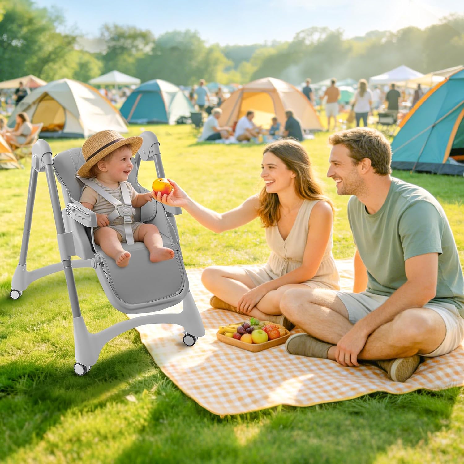 Thumbnail 5 de zebrater Convertible High Chair with Wheels, 7 Heights and 4-Position Recline
