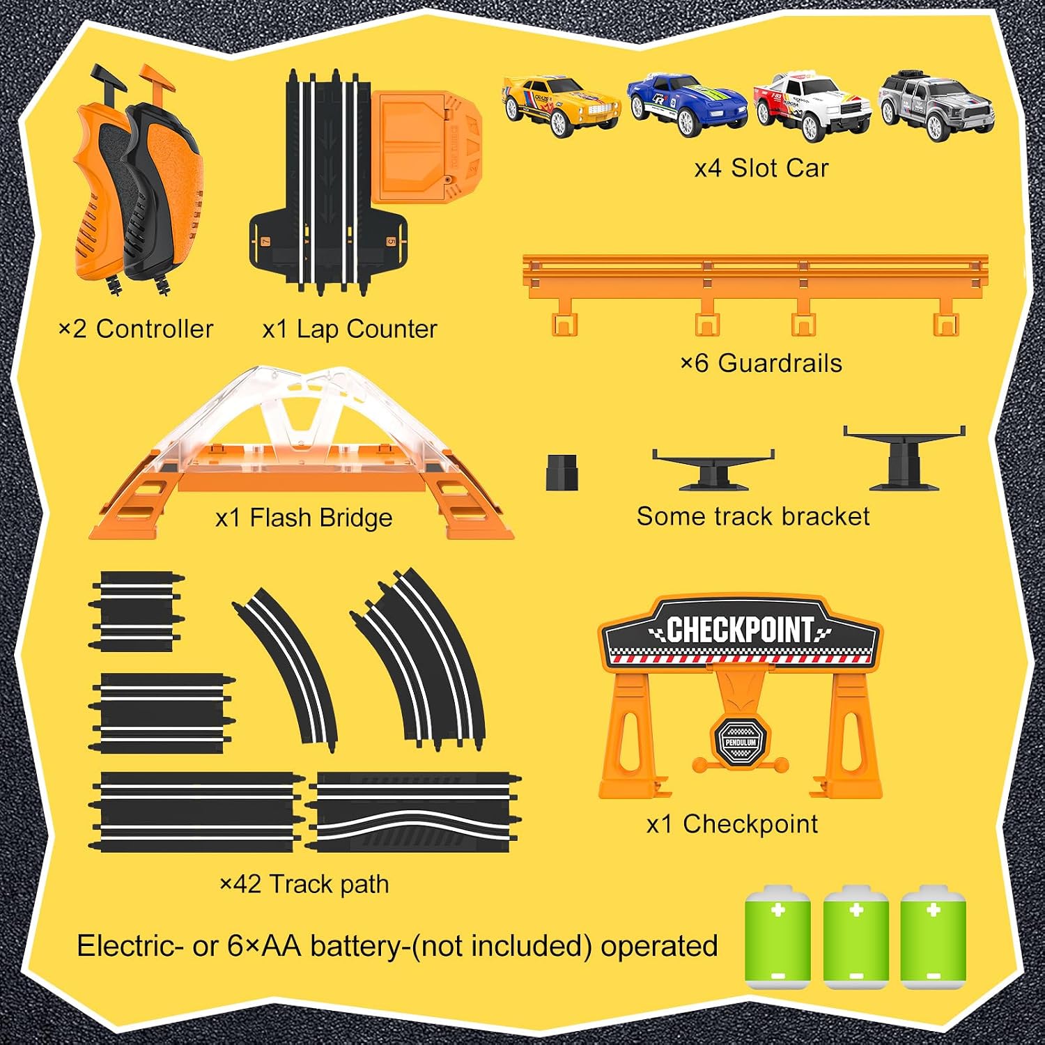Thumbnail 5 de Slot Car Race Track Set 4 cars, Ages 6–12