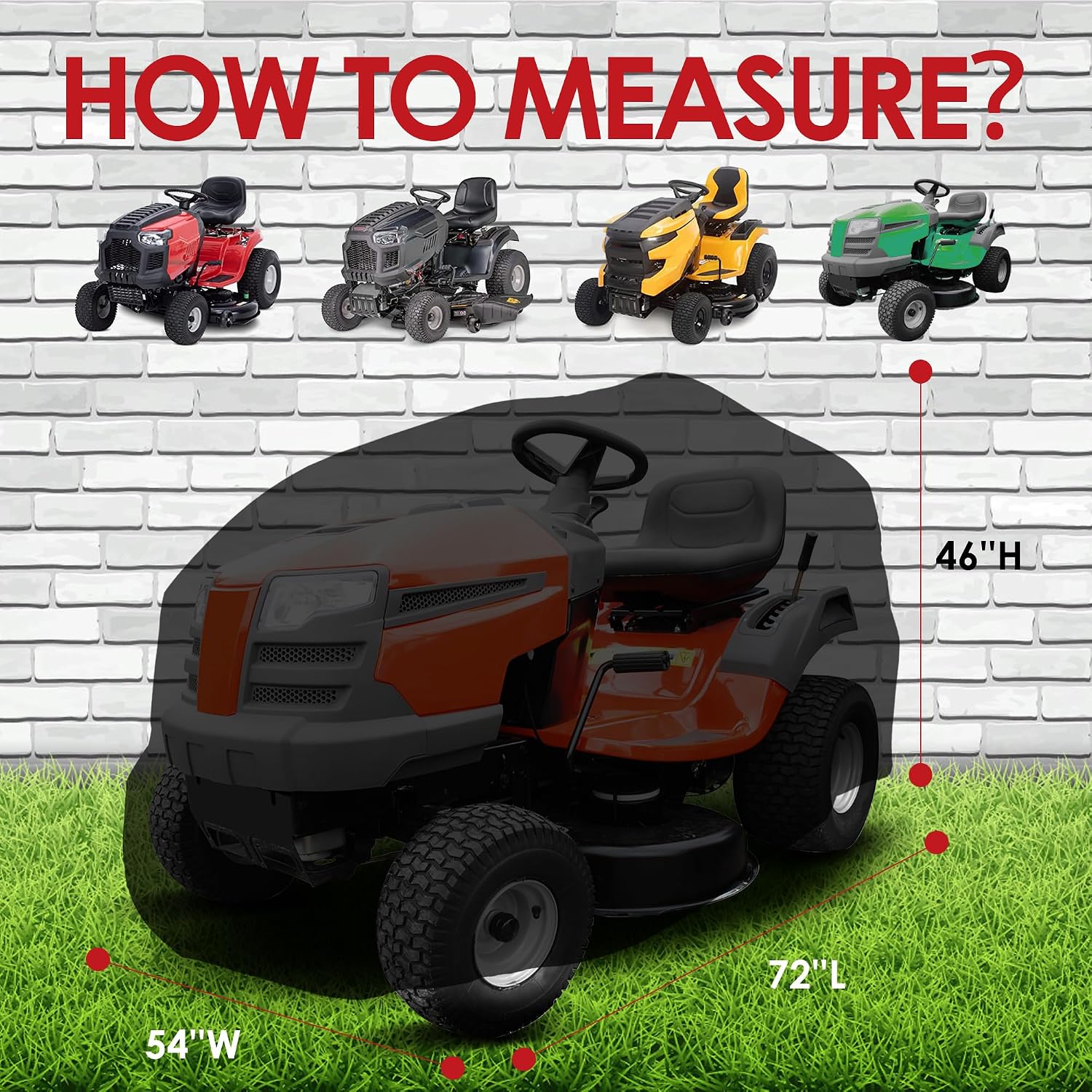 Thumbnail 4 de K-Musculo Riding Lawn Mower Cover, 420D PU-Coated, 72"L x 54"W x 46"H