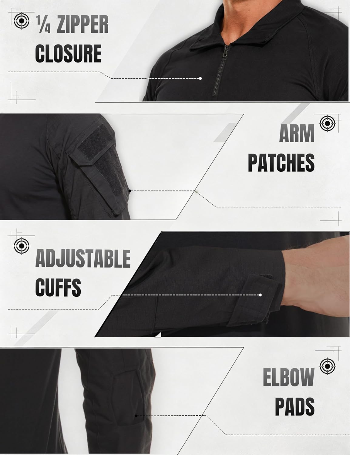 Thumbnail 5 de TACVASEN Men's Military Shirt, Slim-Fit Long Sleeve 1/4-Zip Pullover