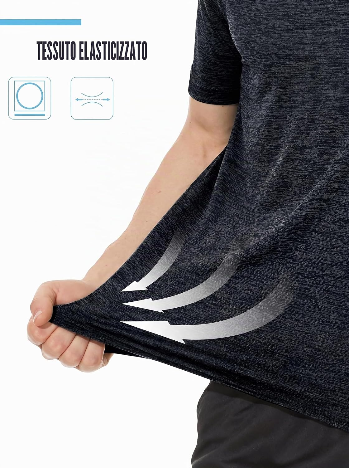 Detalle de TACVASEN Maglia Uomo Manica Corta: tessuto traspirante e comfort per sport e tempo libero
