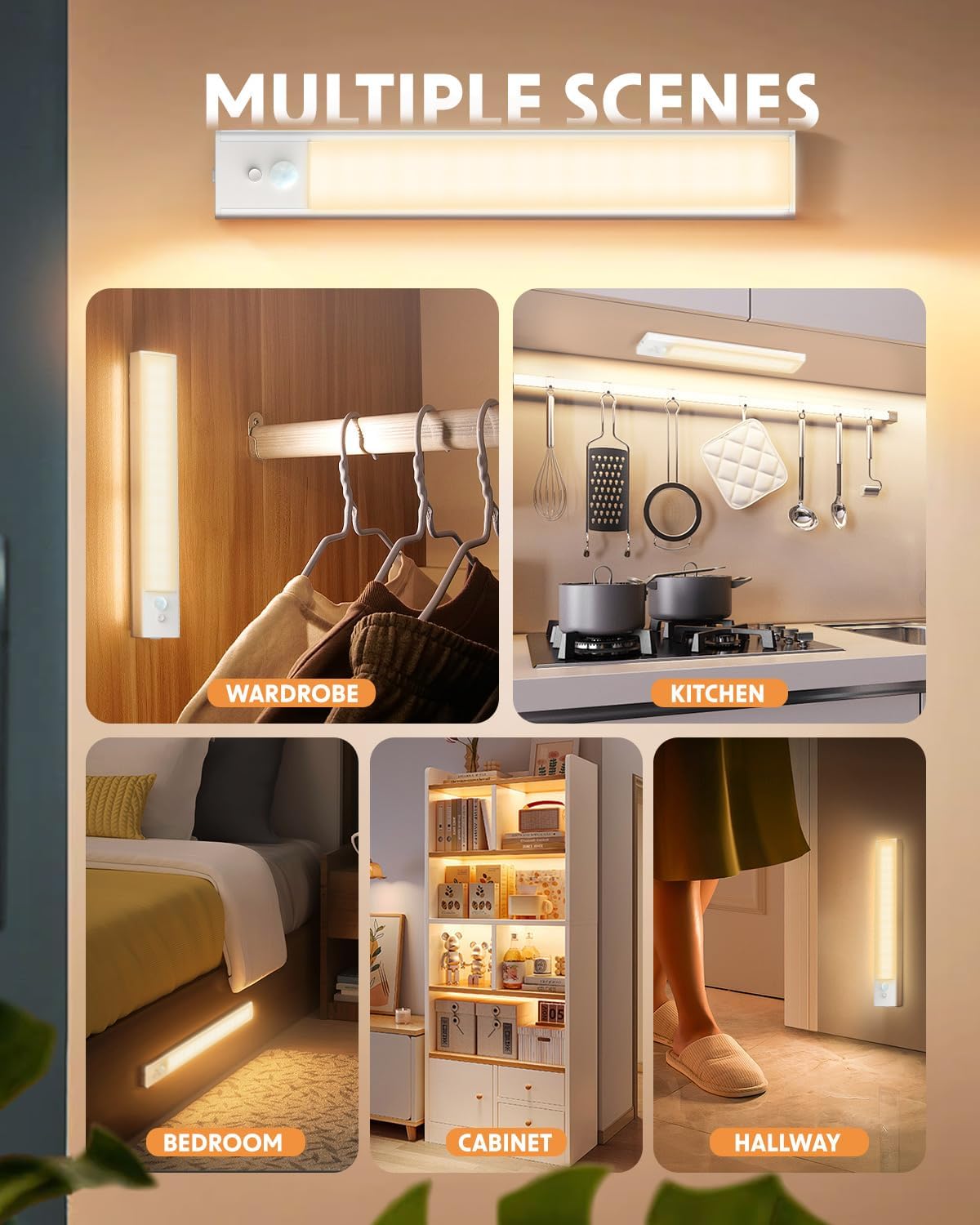 Thumbnail 6 de KALAHOL 4 Pack Under Cabinet Kitchen Lights with Motion Sensor – 20cm, Warm White