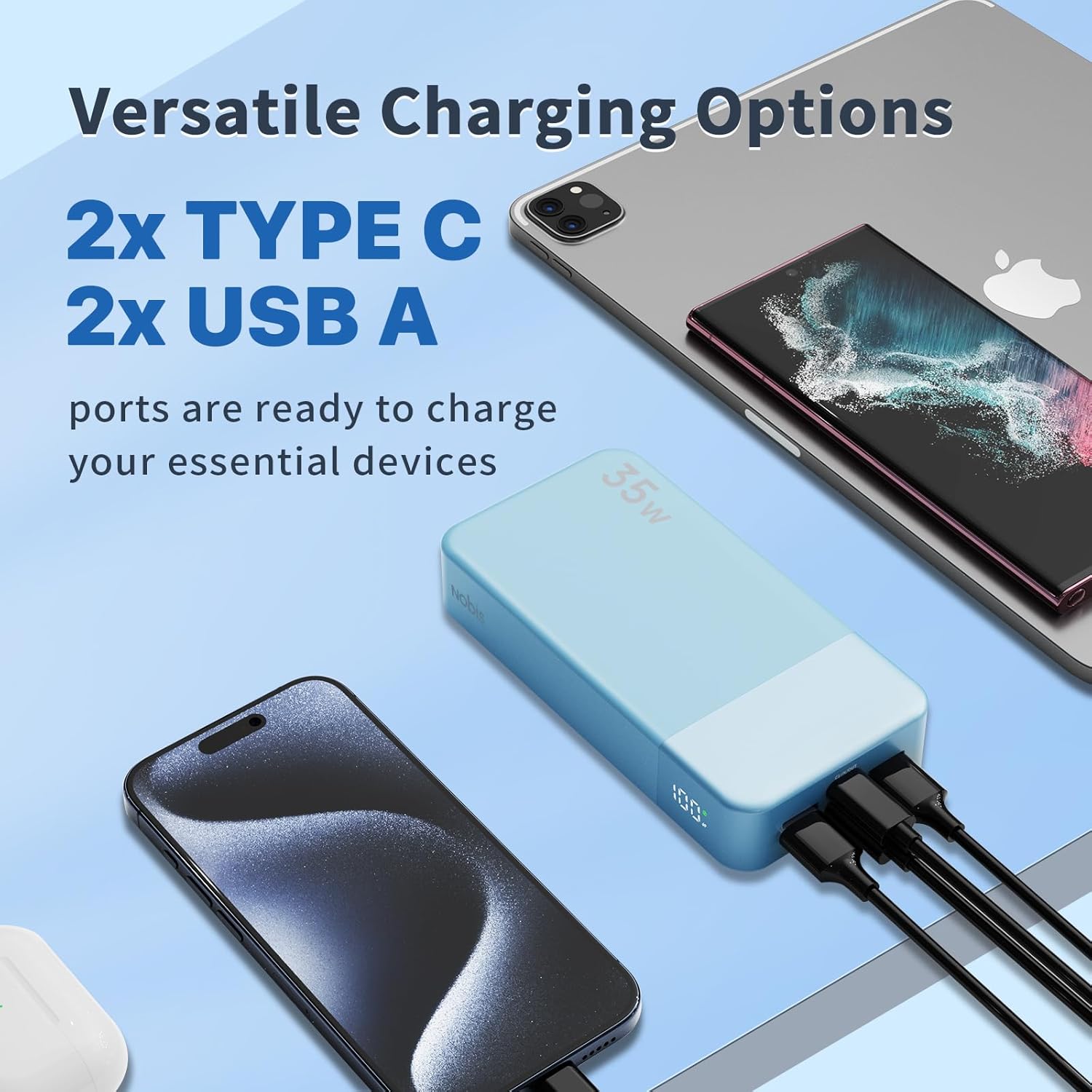 Thumbnail 3 de Nobis Power Bank 20000 mAh avec charge rapide 35 W et écran numérique