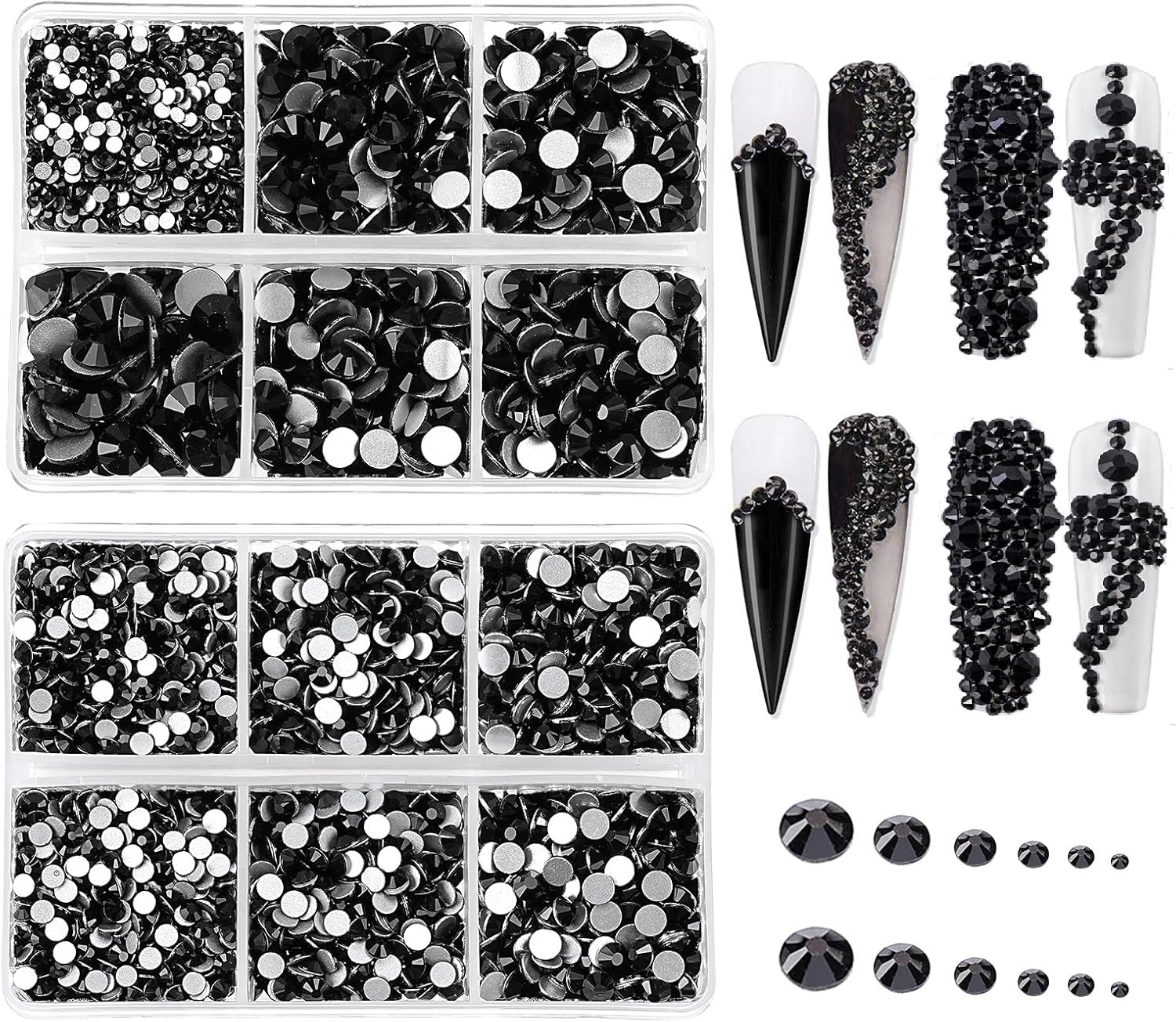 Thumbnail 5 de Jollin 120 Strasssteine mit flacher Rückseite (Glas) für Nailart – 12 Formen, Kristall AB
