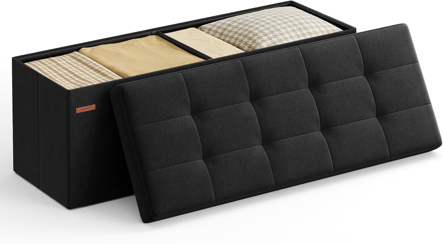 SONGMICS Folding Storage Ottoman Bench, 43.3 Inches