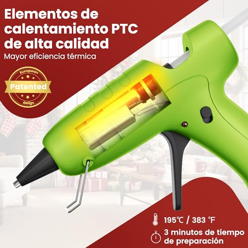 Detalle de RUNSAI Pistola de Silicona Caliente Antigoteo 30W con 30 Varillas de 7 mm — Precisión y Seguridad para Manualidades y Bricolaje