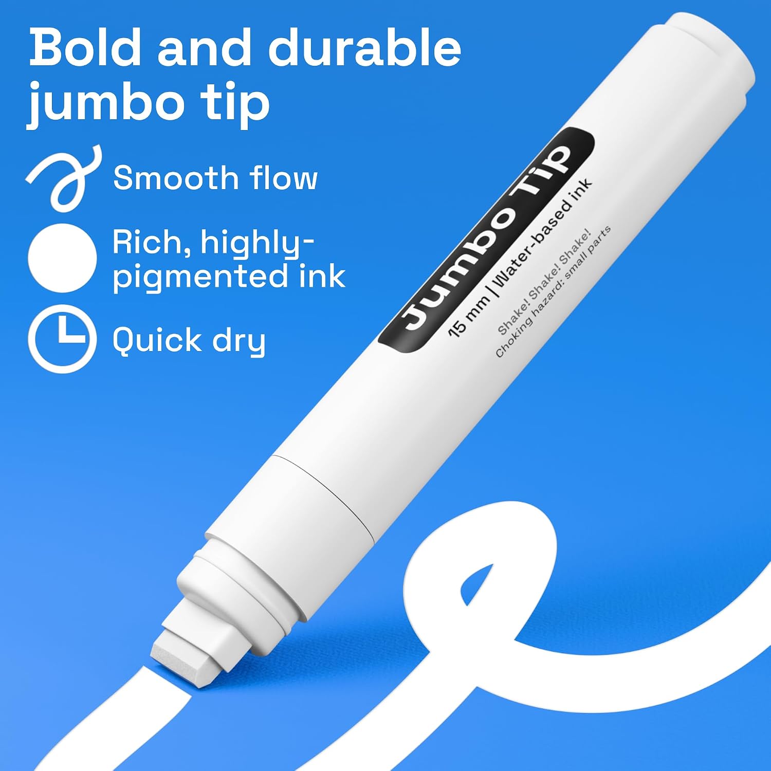 Detalle de Artistro 5 feutres acryliques blancs — Pointe Jumbo 15 mm pour surfaces variées