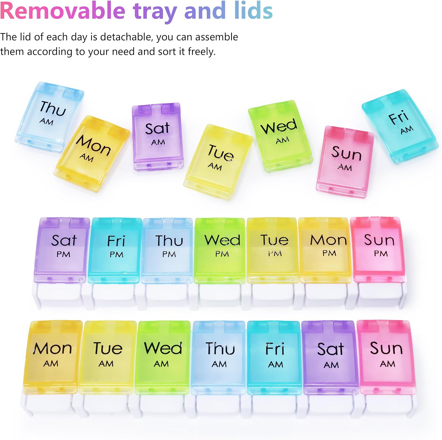 Detalle de MOLN HYMY 7-day AM/PM pill organiser, 14 slots 💊