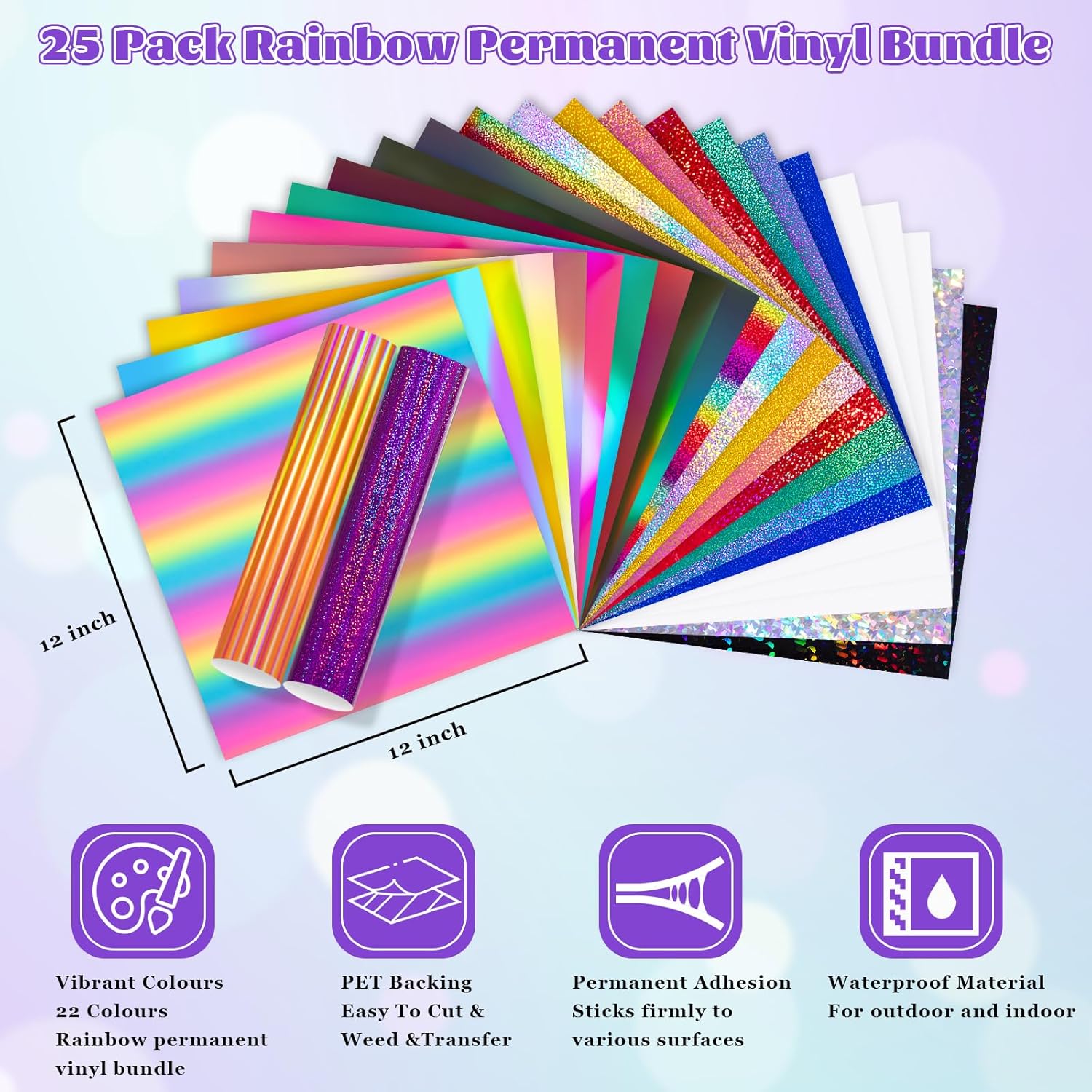 Detalle 2 de VINYL FROG Holographic Permanent Vinyl 25 Pack