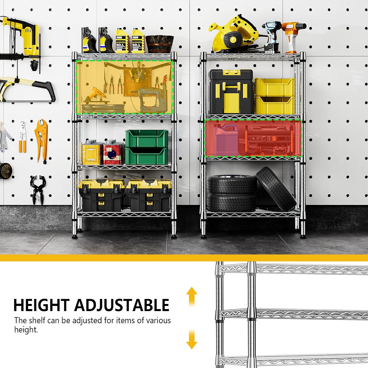 Thumbnail 6 de M MZG 4-Tier Metal Wire Storage Shelf, Adjustable Carbon Steel, 25.6" W