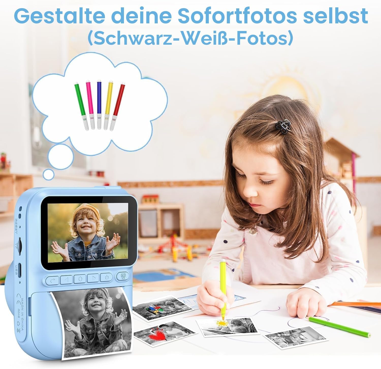 Thumbnail 6 de GREENKINDER Sofortbildkamera für Kinder – 14 MP, 3,0 Zoll Display, Sofortdruck mit 32 GB Karte