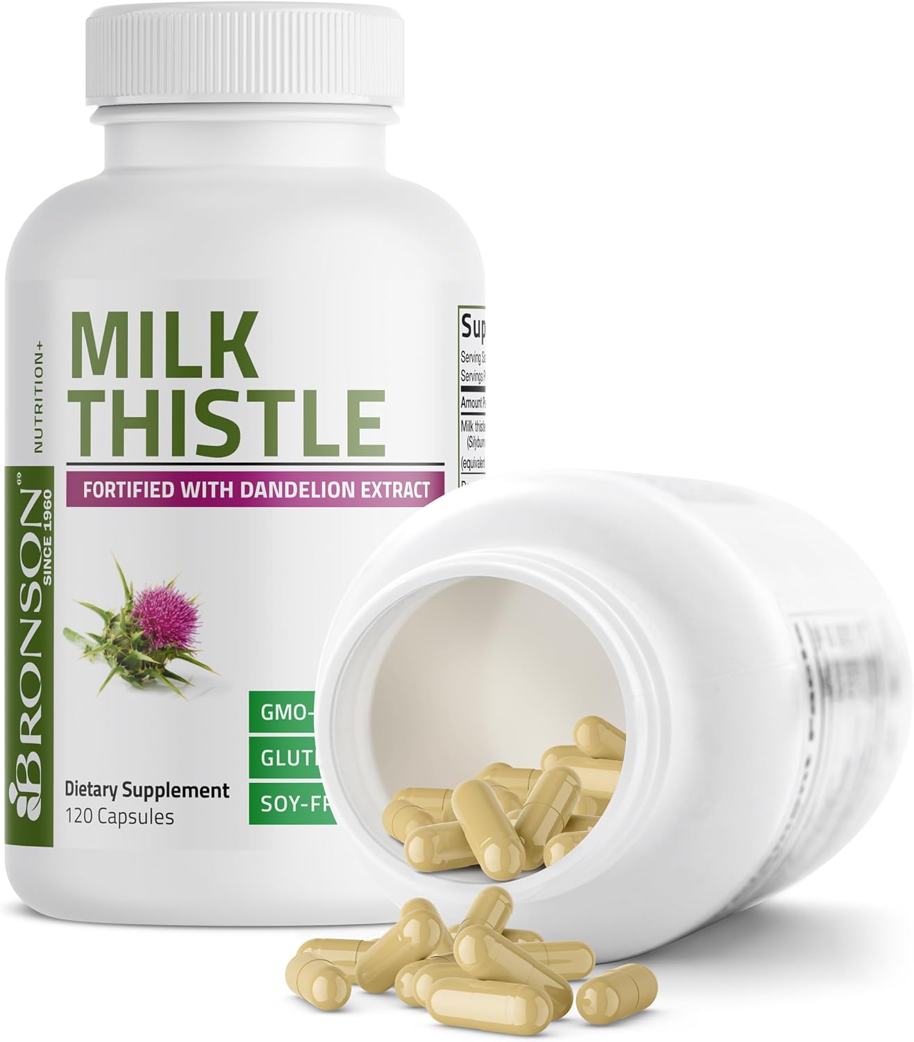 Detalle 2 de Bronson 792B Milk Thistle and Dandelion Capsules, 120 Count