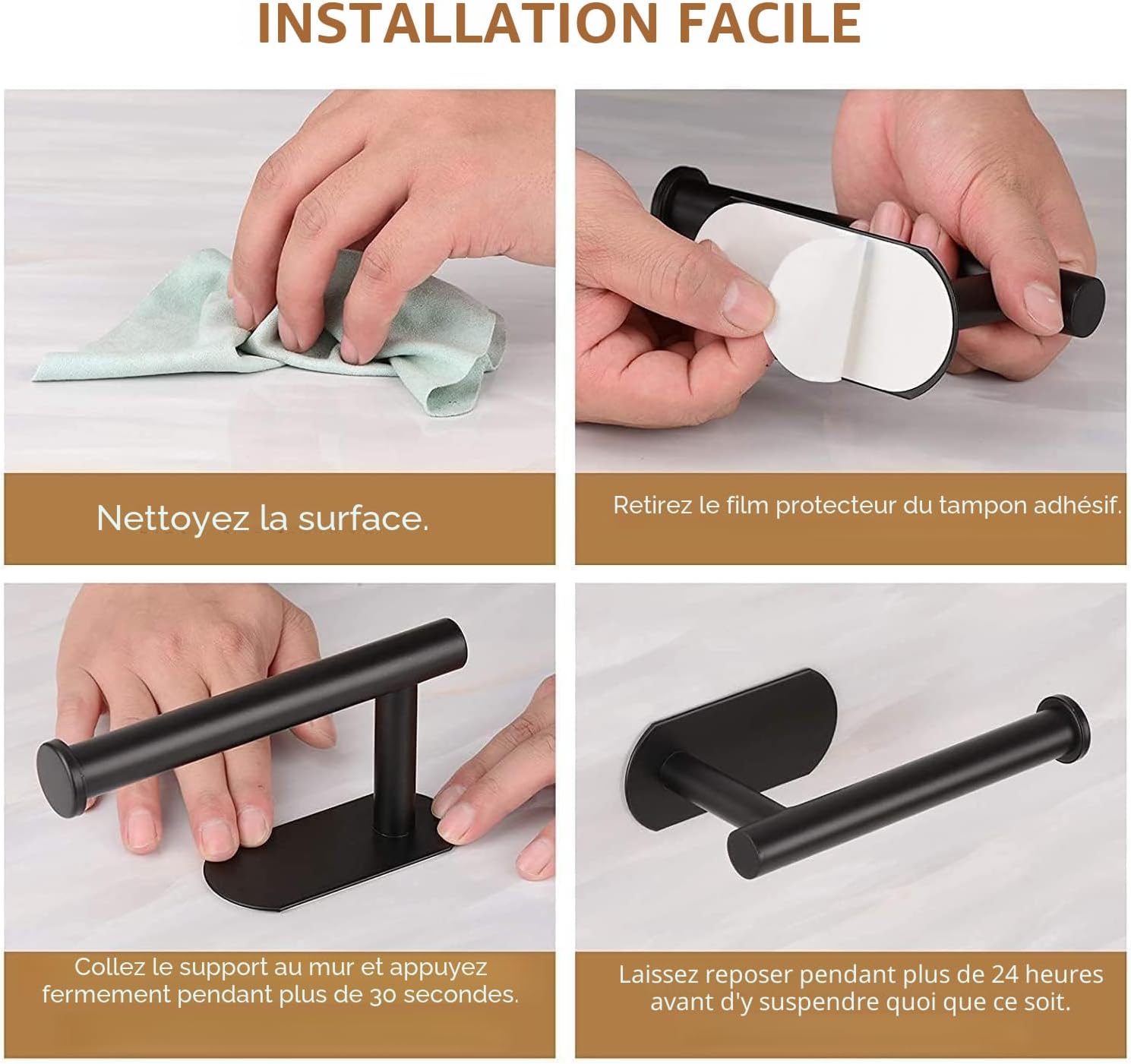 Detalle de On and Off Porte Papier Toilette – Support Premium sans Perçage en Acier Inoxydable Noir