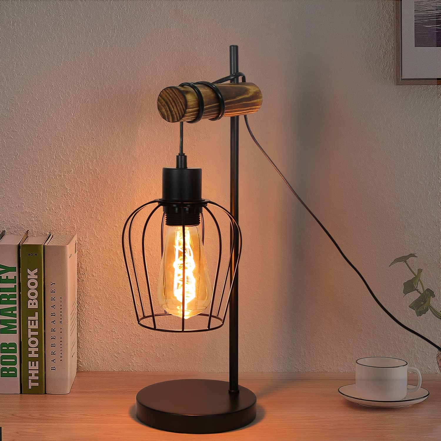 Detalle de ZMH Retro Tischlampe 50 cm Vintage