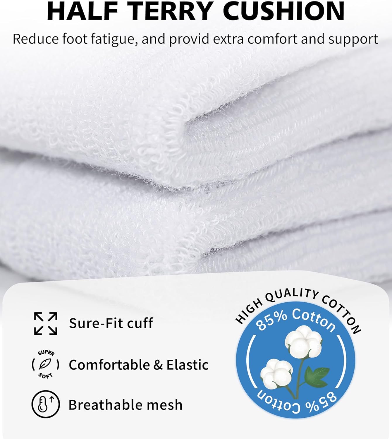 Thumbnail 4 de CLOSEMATE – Lot de 6 paires de chaussettes basses antidérapantes respirantes (39-42 / 43-46) en coton