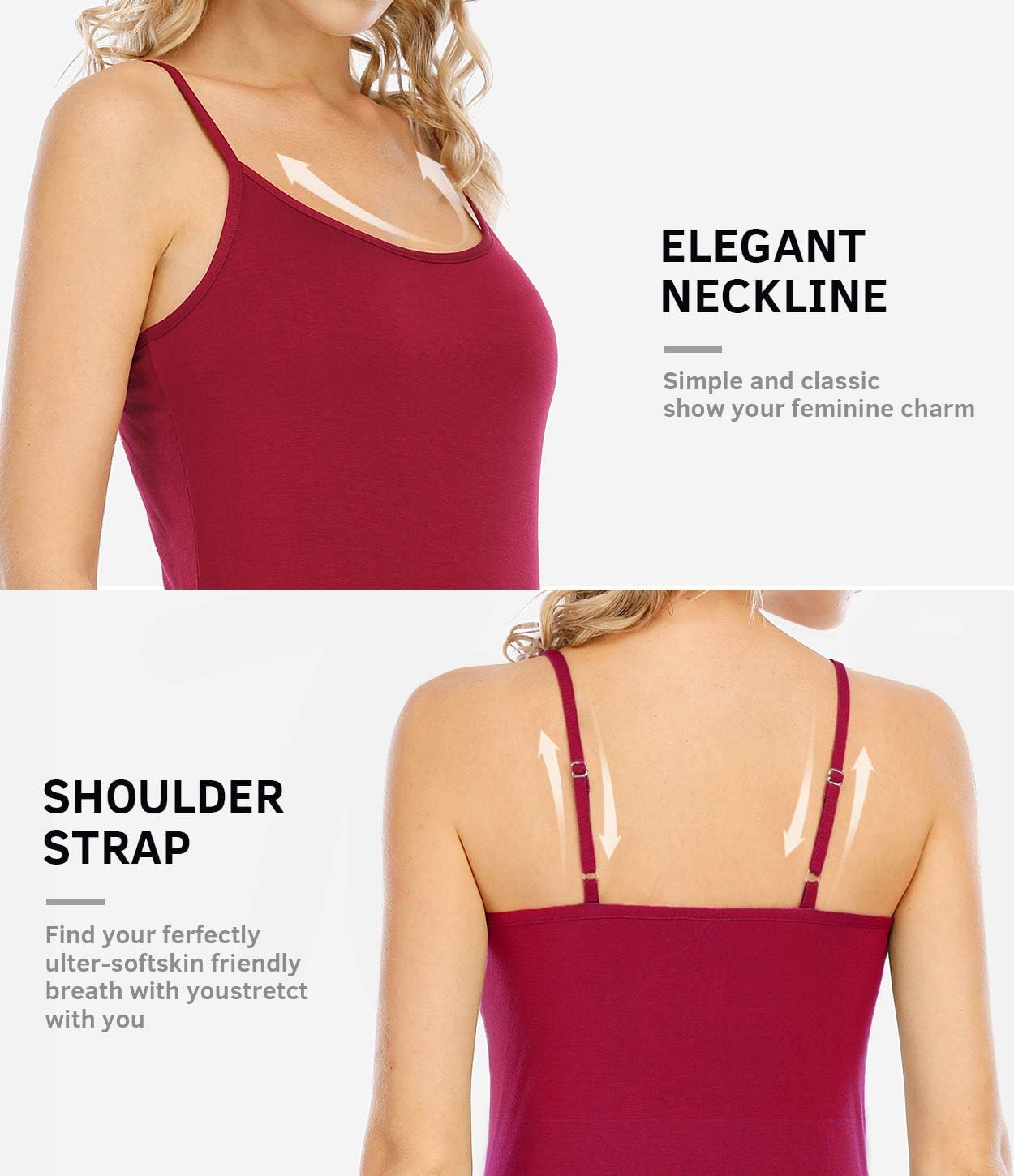 Detalle 2 de ROSYLINE 4-Pack Camisole Tank Tops with Adjustable Spaghetti Straps