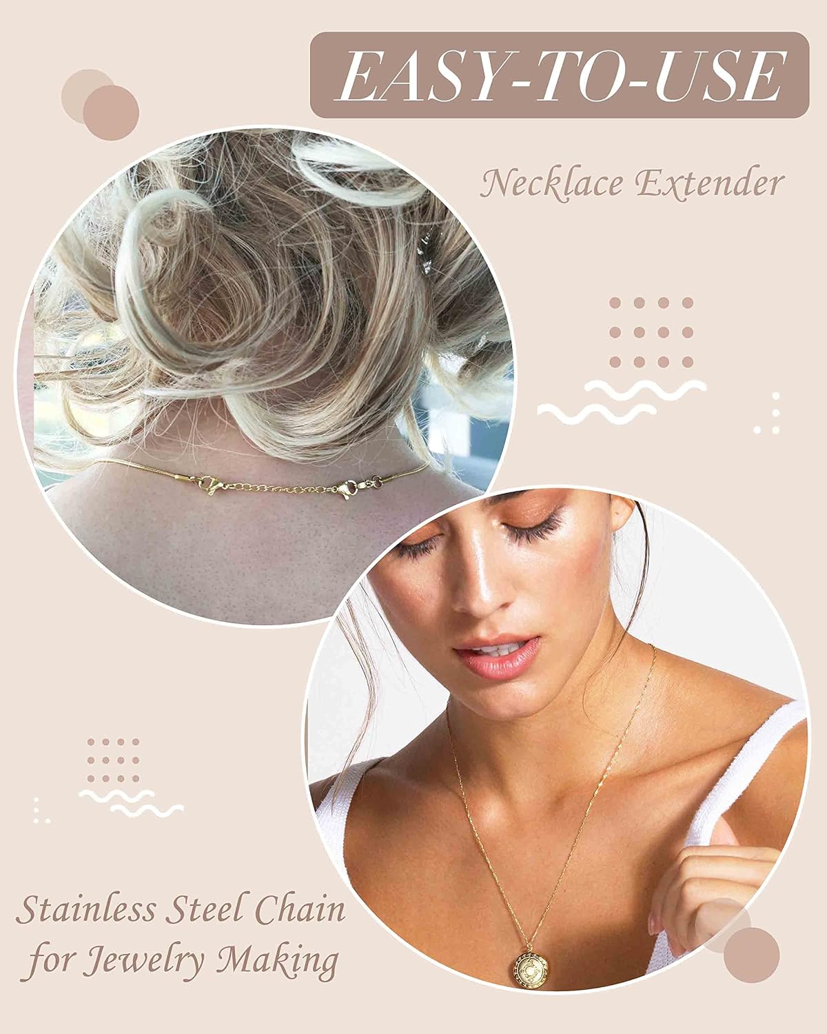 Detalle de OHINGLT 01 Necklace Extenders, 14K Gold- and Silver-Plated Stainless Steel