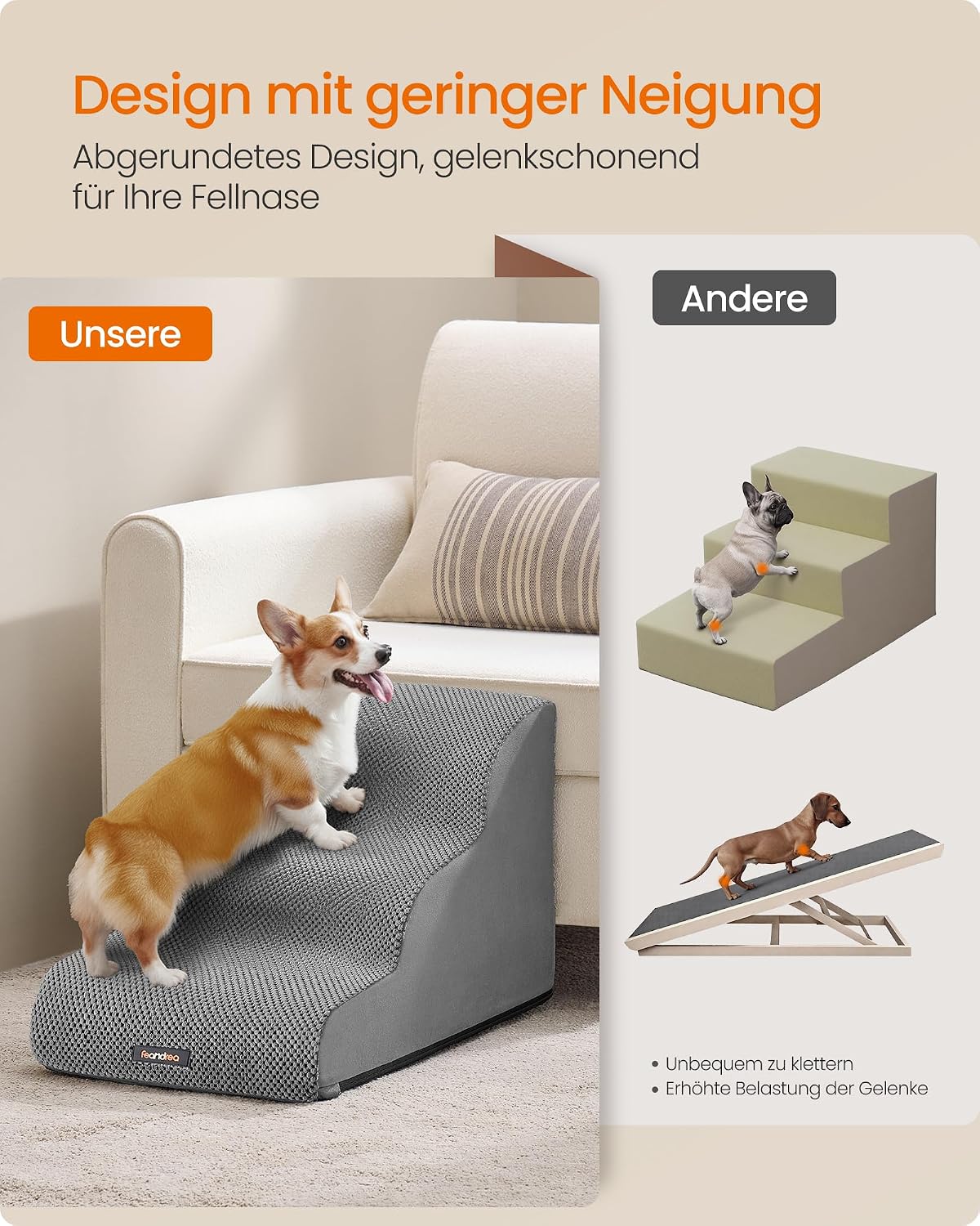 Detalle de Feandrea Hundetreppe 3 Stufen 🐾