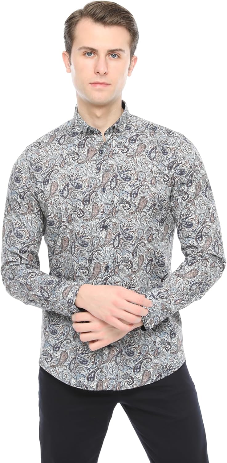Thumbnail 1 de Xact Chemise Paisley à Manches Longues pour Hommes – Coupe Slim