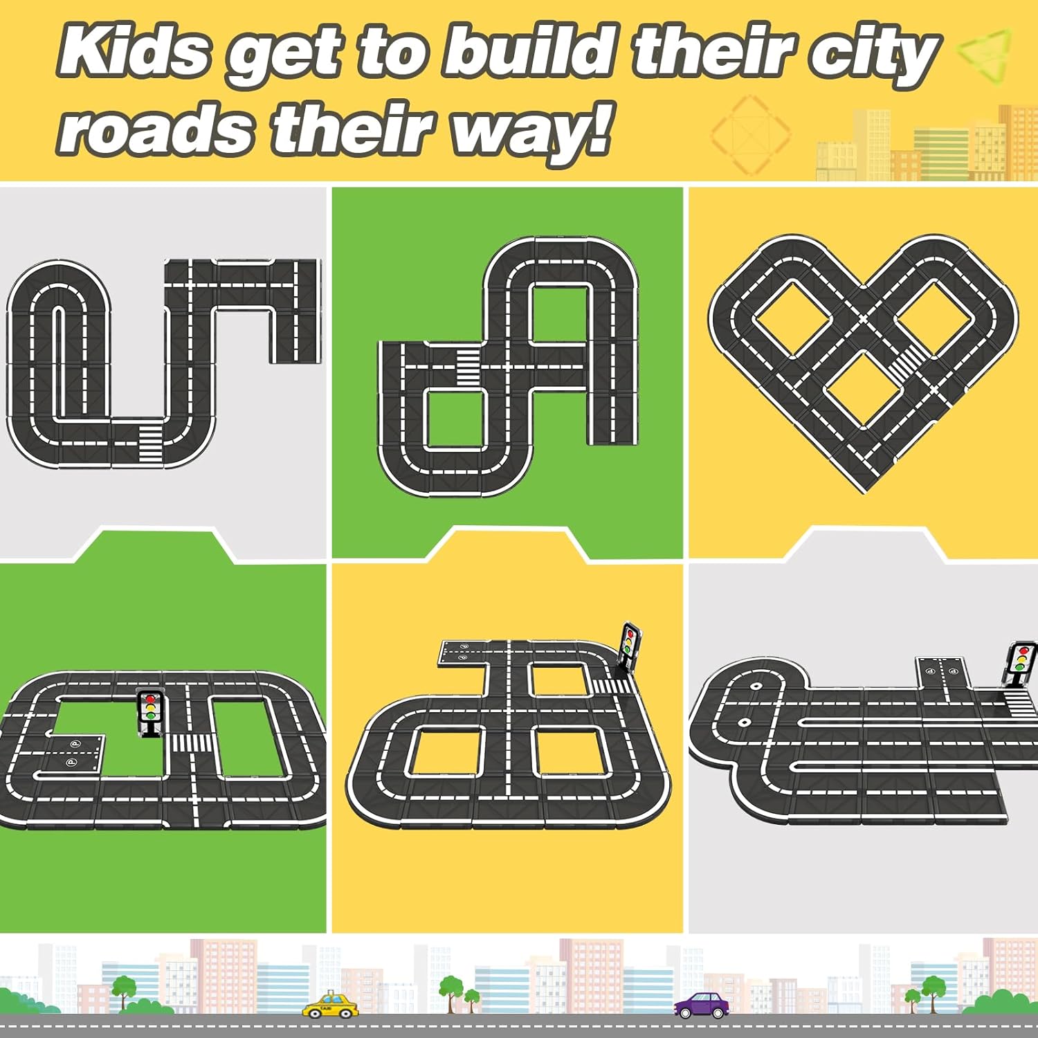 Detalle de Coodoo Magnetic Tiles City Road Set – Creative City-Building for Ages 3–5