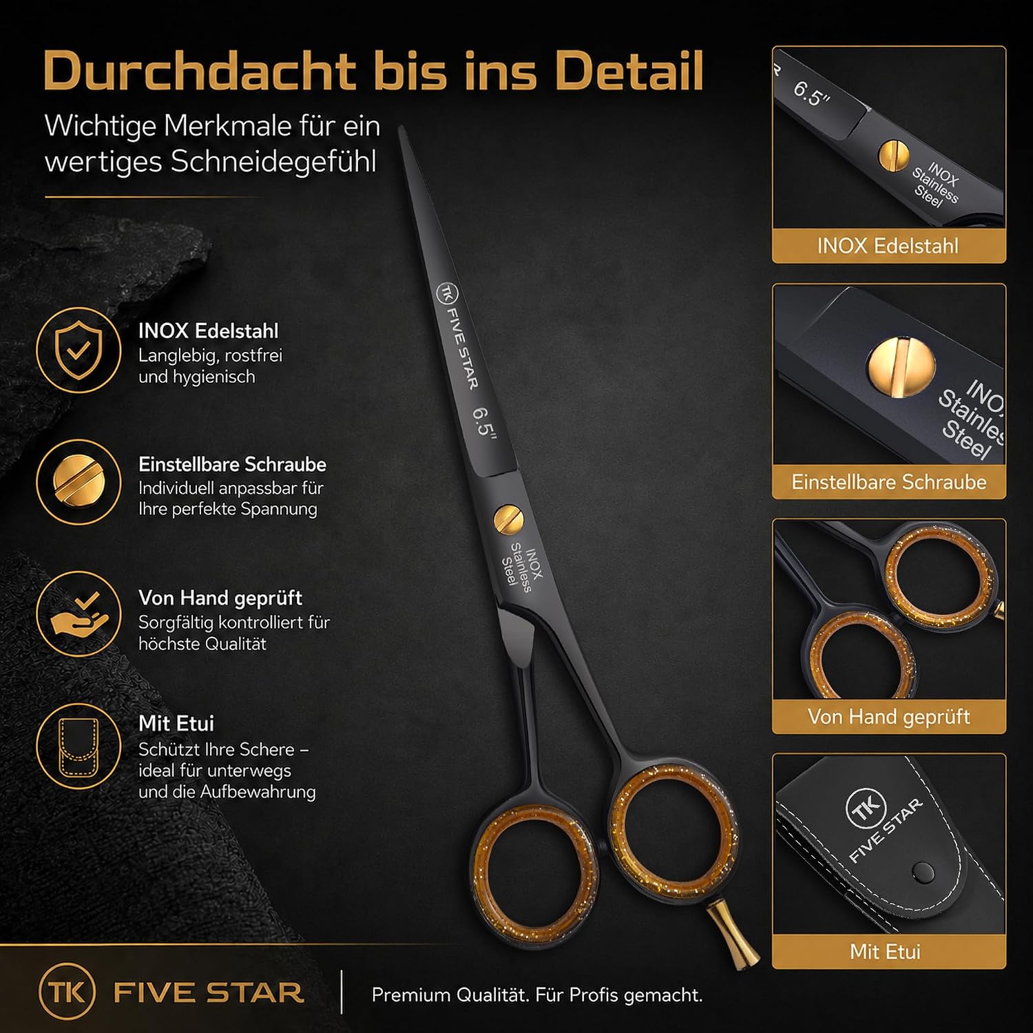 Thumbnail 4 de TK FIVE STAR Midnight Premium 6,5'' Haarschere