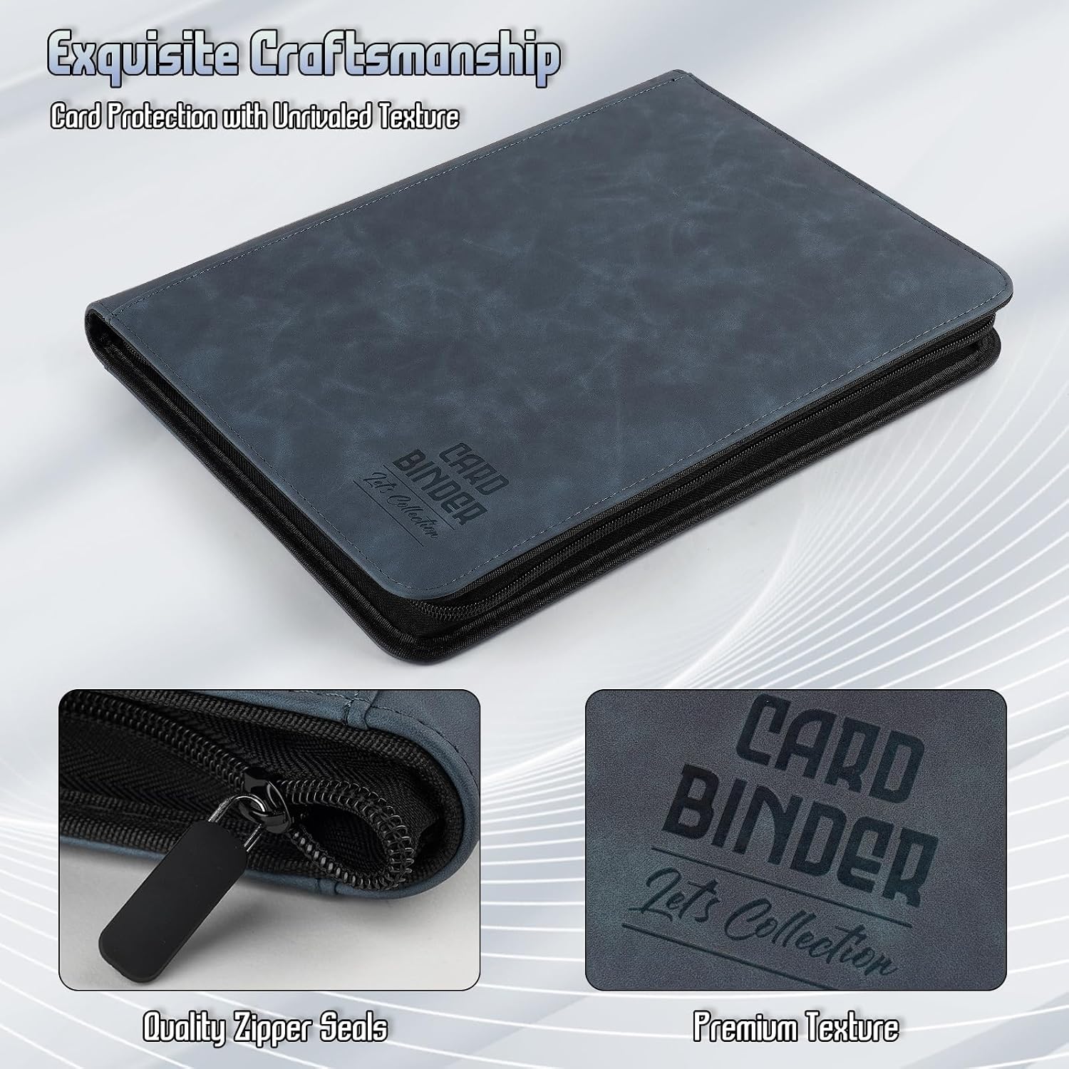 Detalle 2 de Arkeiliy Cardbinder-blue Trading Card Binder, 540 Pockets, Blue PU