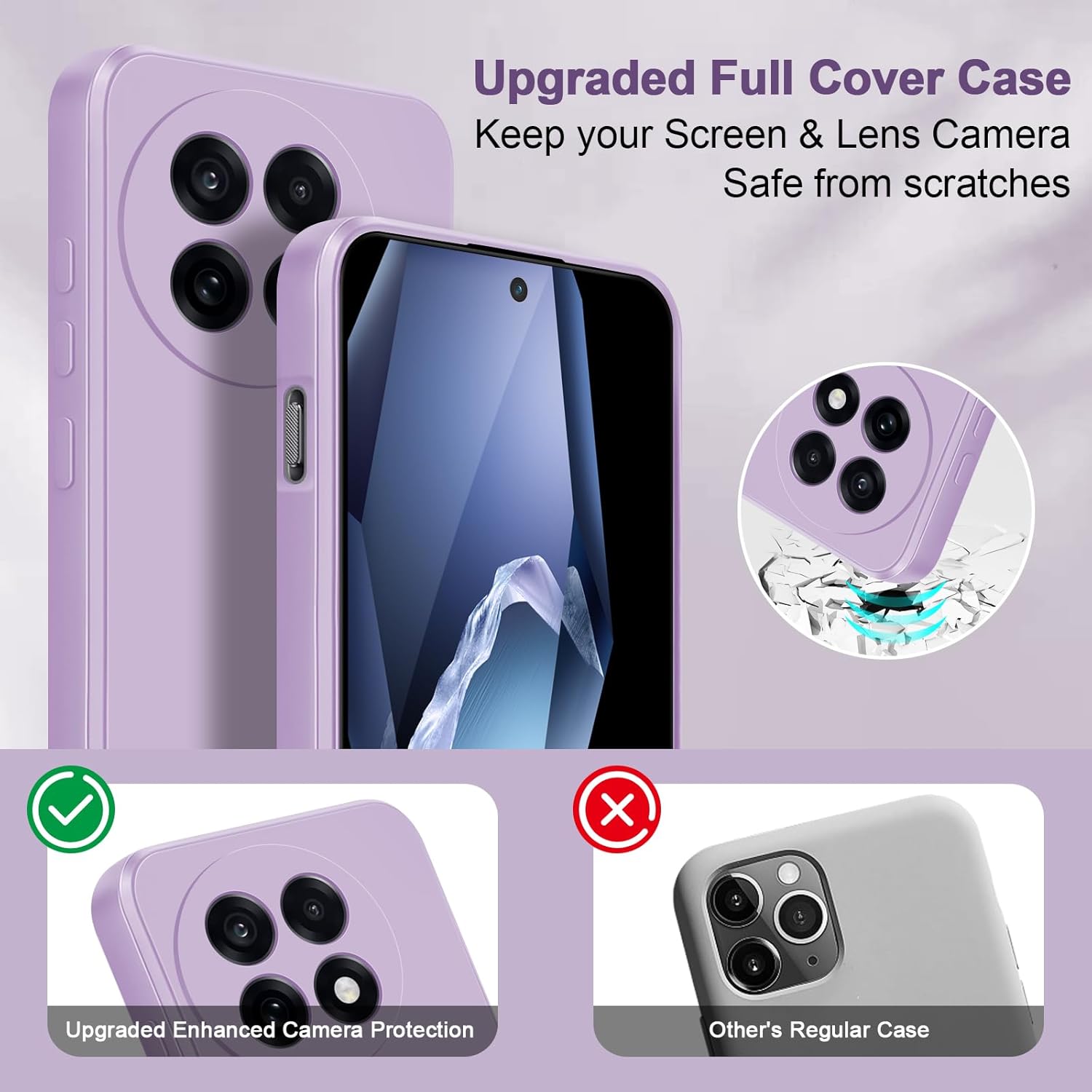 Thumbnail 1 de Btstring Hülle für OnePlus 13R – Hochwertiges Silikon case mit Mikrofaser-Innenfutter (Helles Lila)