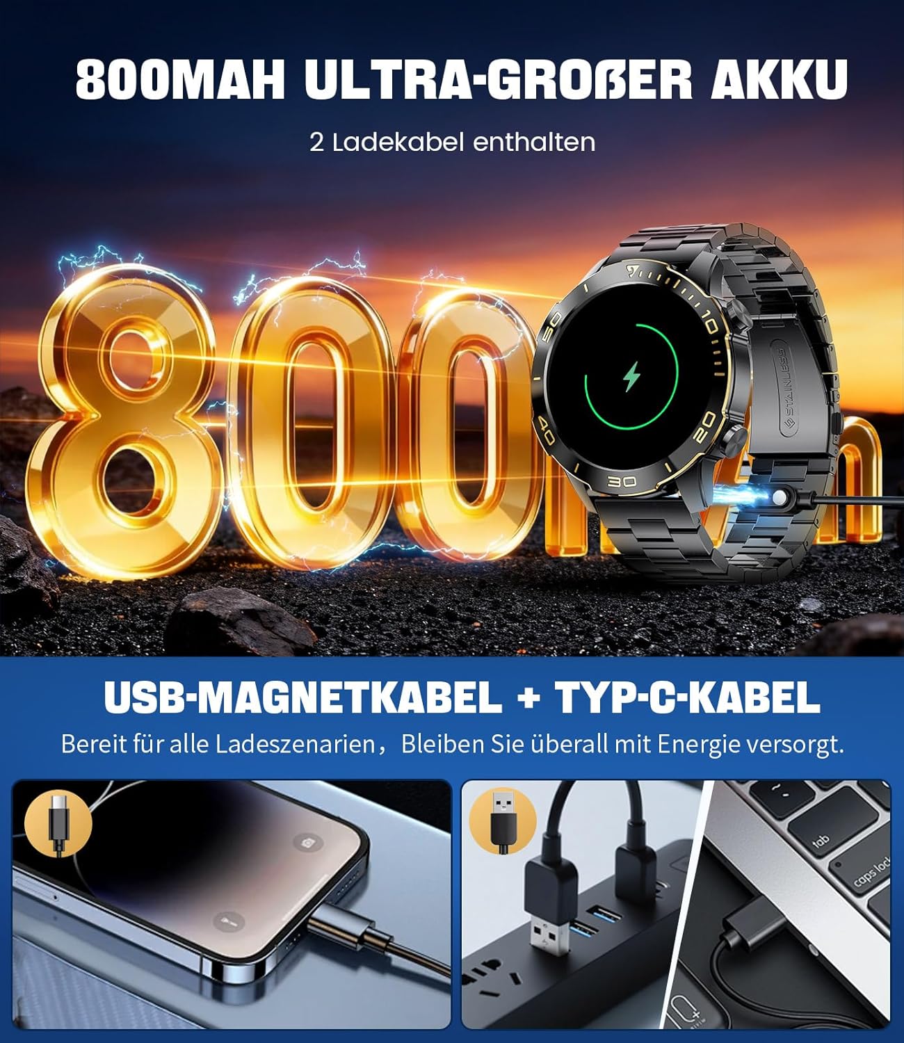 Thumbnail 4 de LIGE Smartwatch Herren mit Telefonfunktion