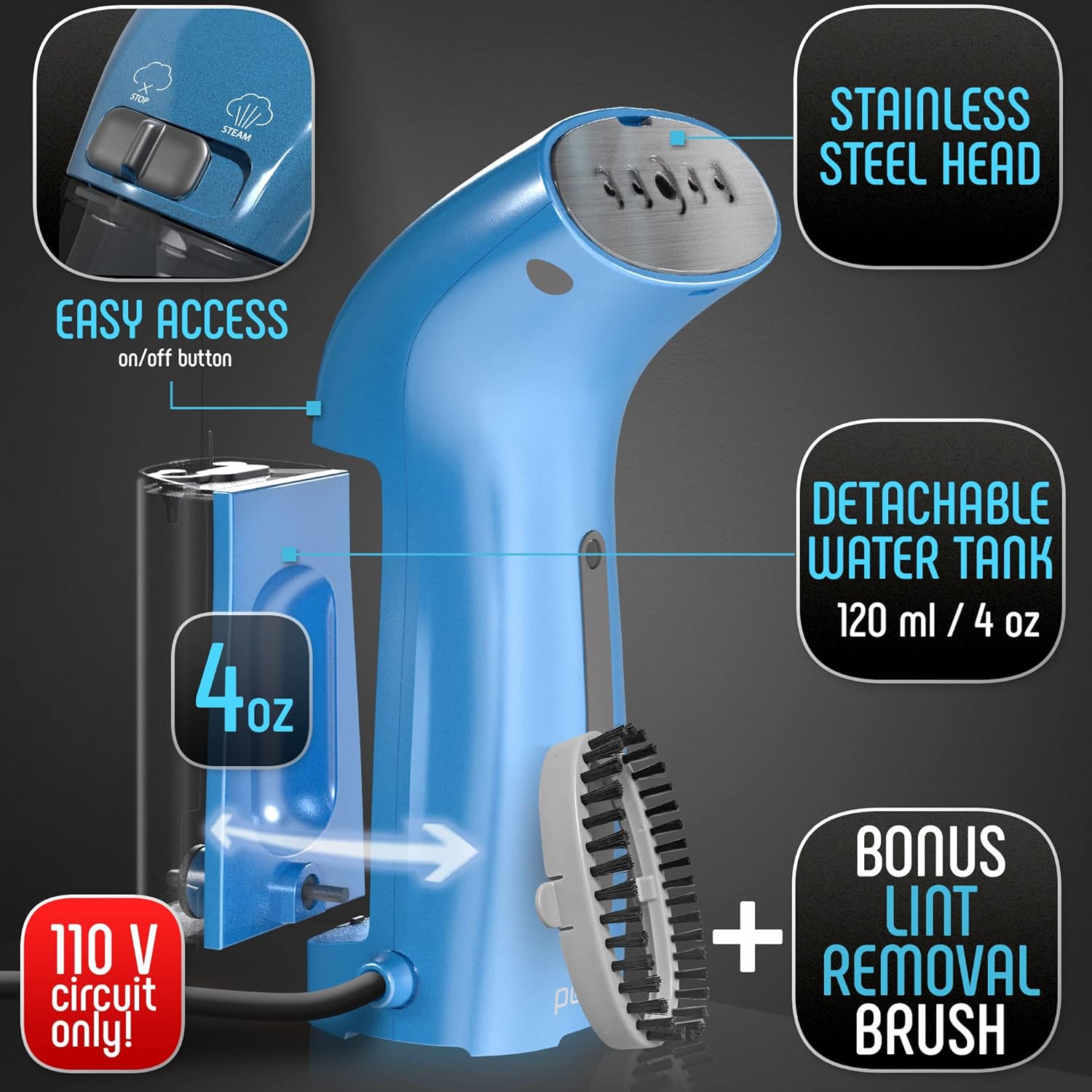 Thumbnail 5 de Portable Travel Garment Steamer 25s Handheld