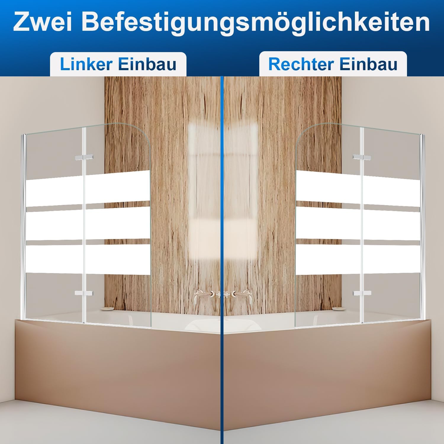 Detalle de Daromigo paroi de douche pour baignoire pliable en 3 parties (120 x 140 cm) avec verre ESG 6 mm