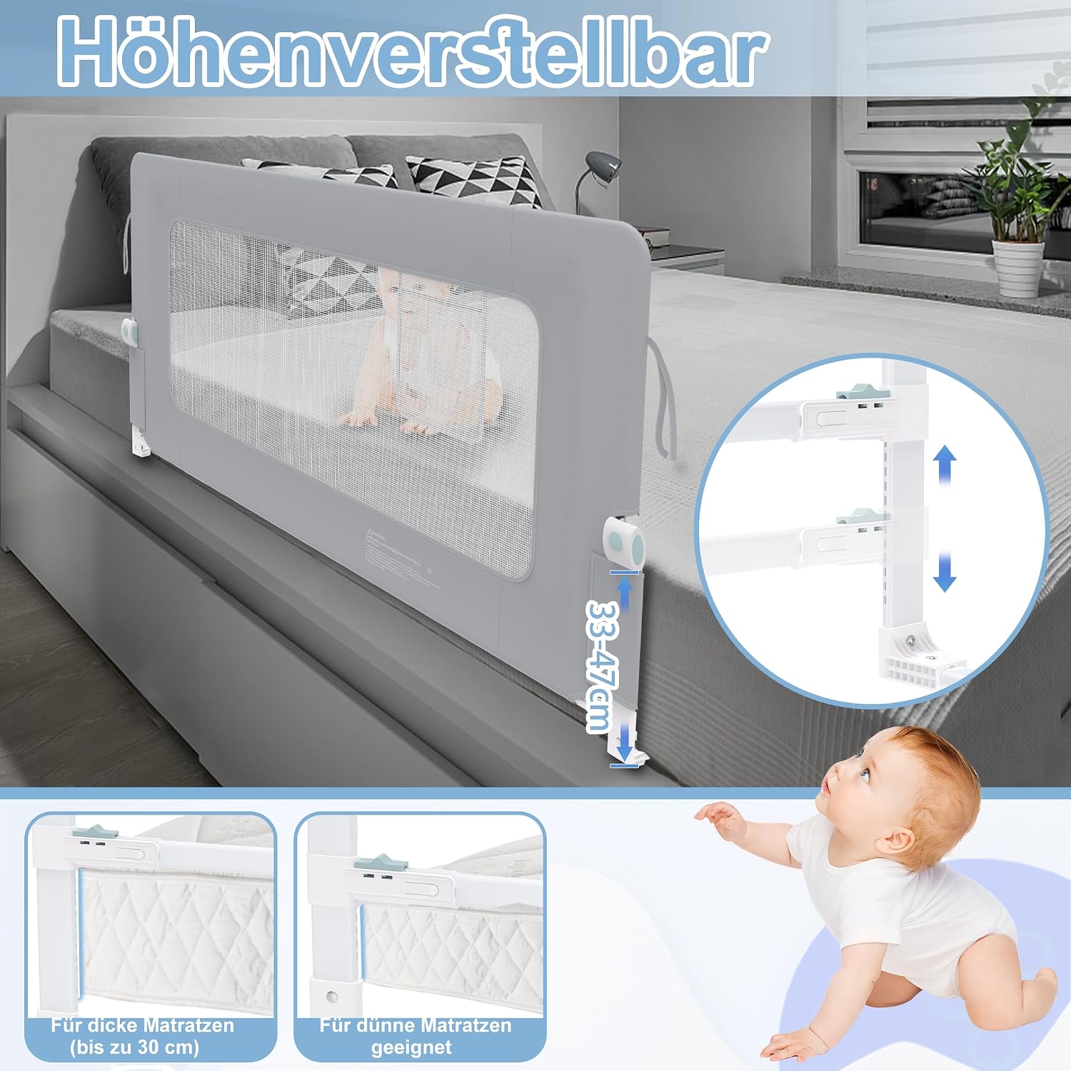Thumbnail 6 de YRHome Bettgitter Rausfallschutz 200 cm
