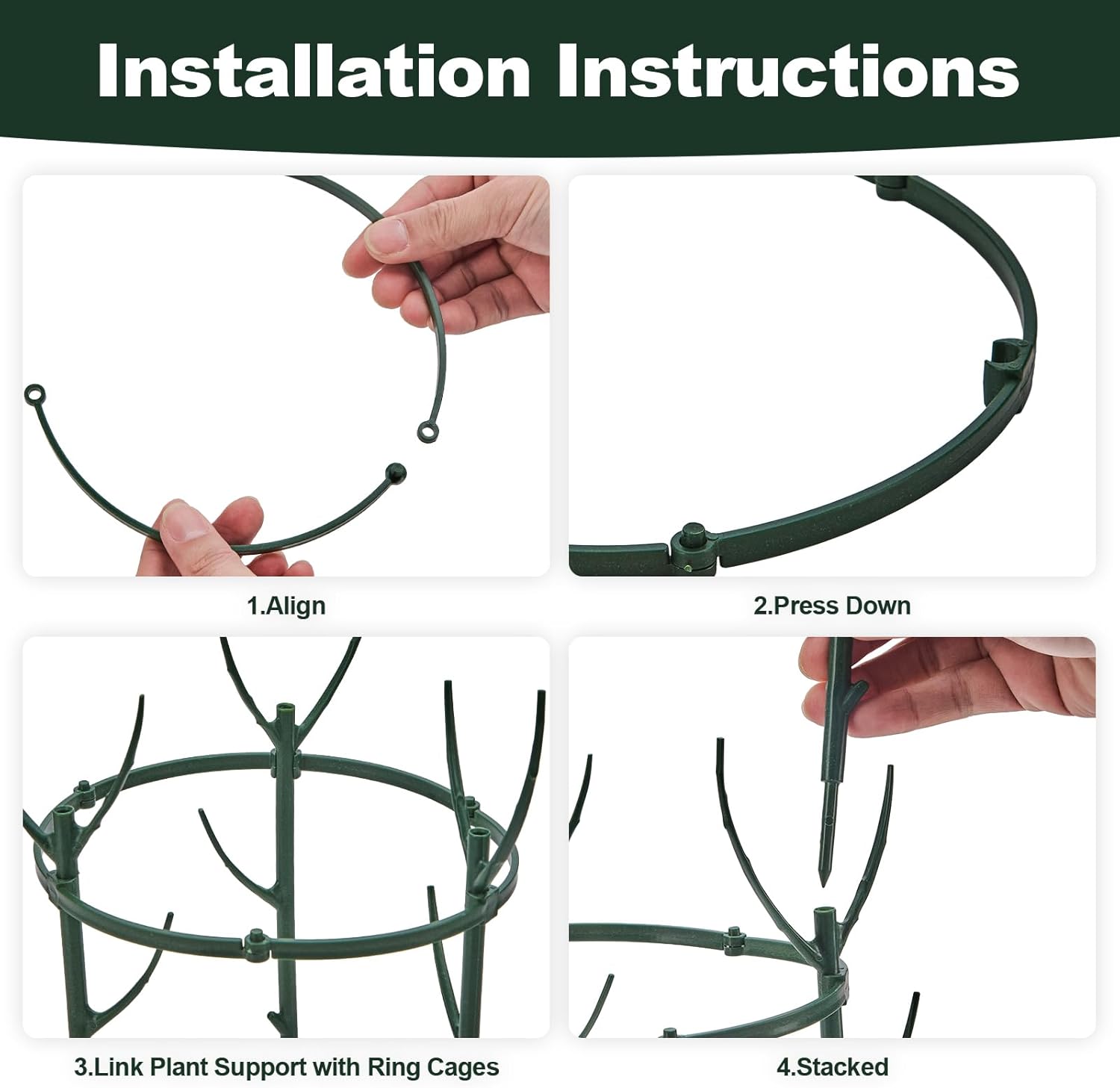 Thumbnail 4 de SummitEdge 12Pcs Stackable Plant Support Stakes Ring Cages Set