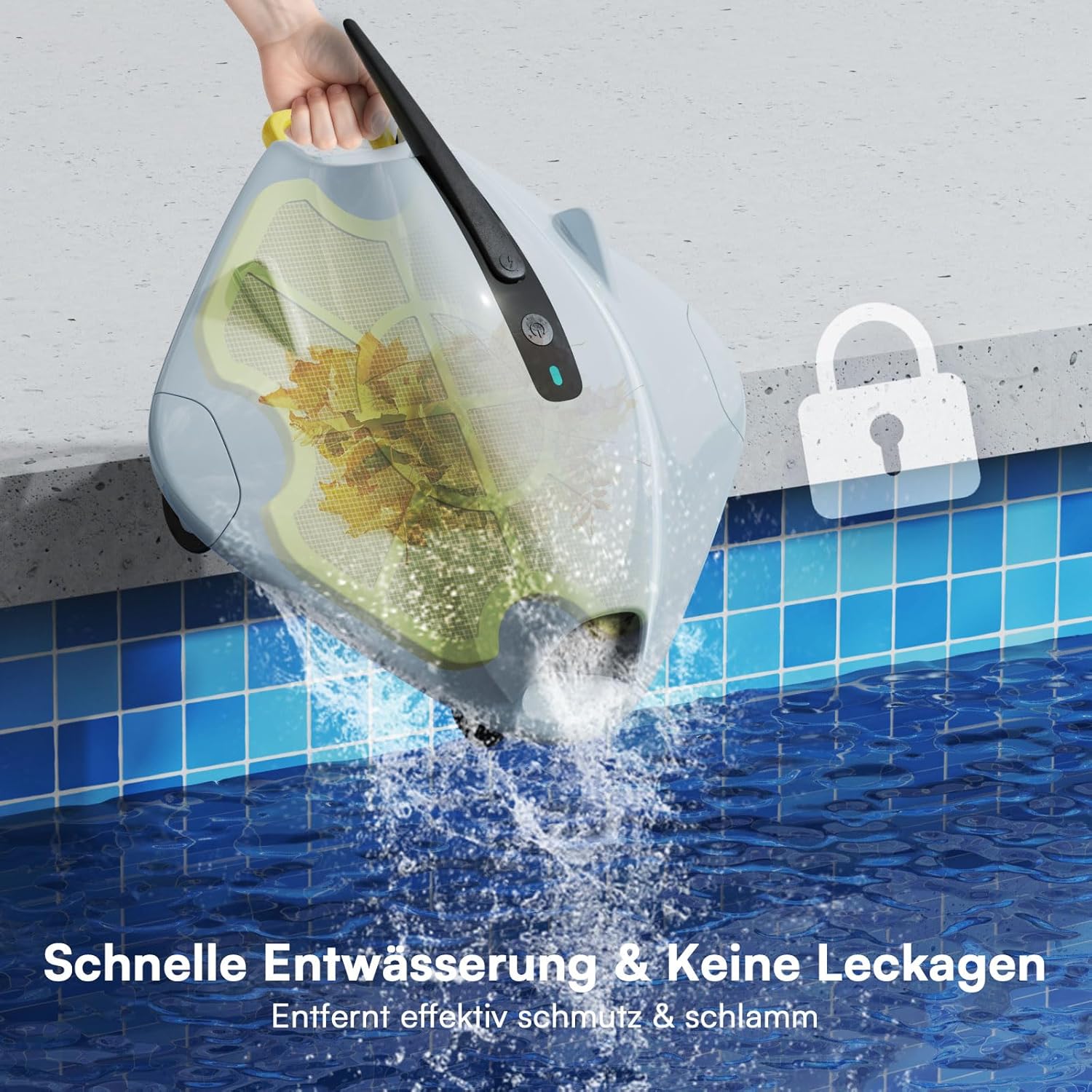 Thumbnail 4 de Kabellos Poolroboter Kabellos Poolsauger Akku 40W mit Doppelfiltersystem & bis 90 Min Laufzeit