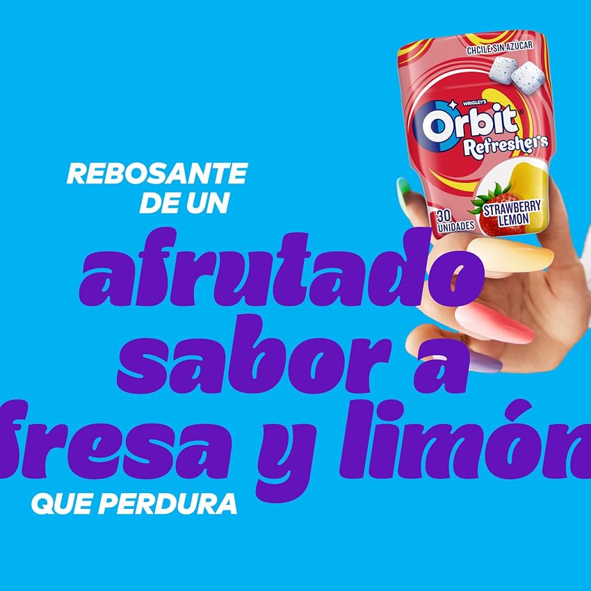 Detalle 2 de Orbit Fruity Refreshers Chicles Sin Azúcar en Bote 🍬 (6x30)