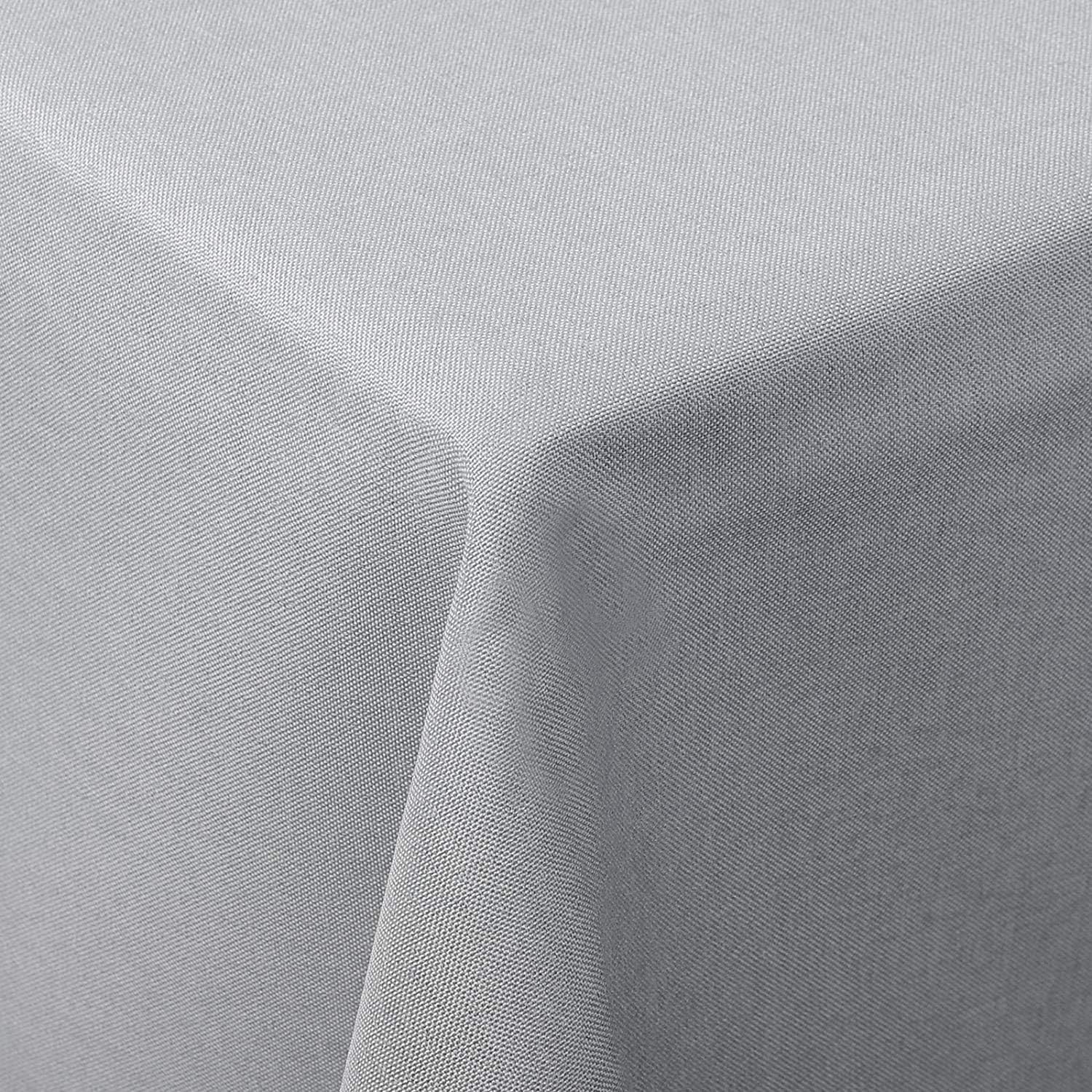 Detalle de Laneetal Nappe Rectangulaire 130 x 160 cm – Nappe anti-taches en polyester, aspect lin, gris clair