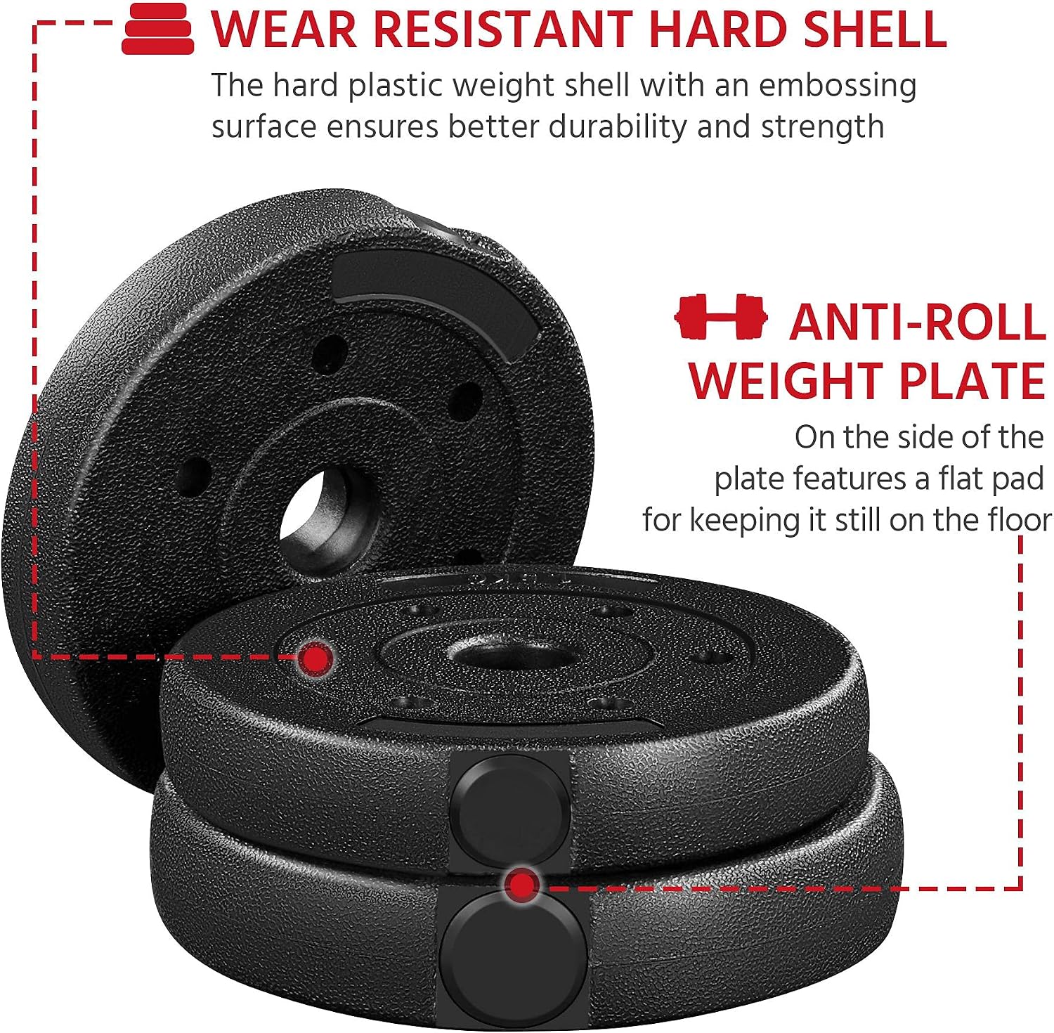 Detalle 1 de Yaheetech Adjustable Dumbbell Set with Concrete-Filled Plates