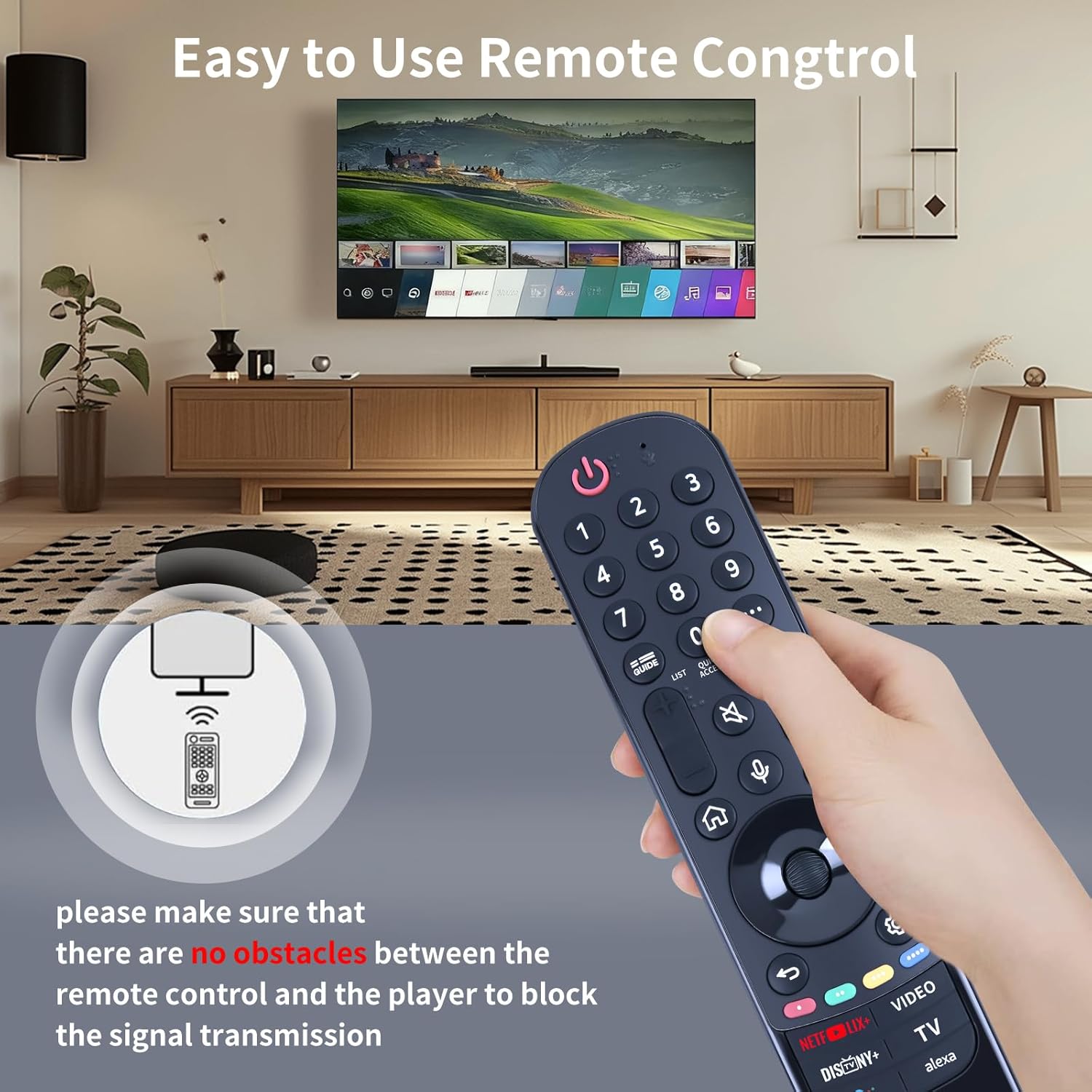 Detalle de TCNOUMT AKB76039901 MR22GA IR Remote for LG Smart TV – 6 Channel Shortcuts (No Voice, Magic or Pointer)