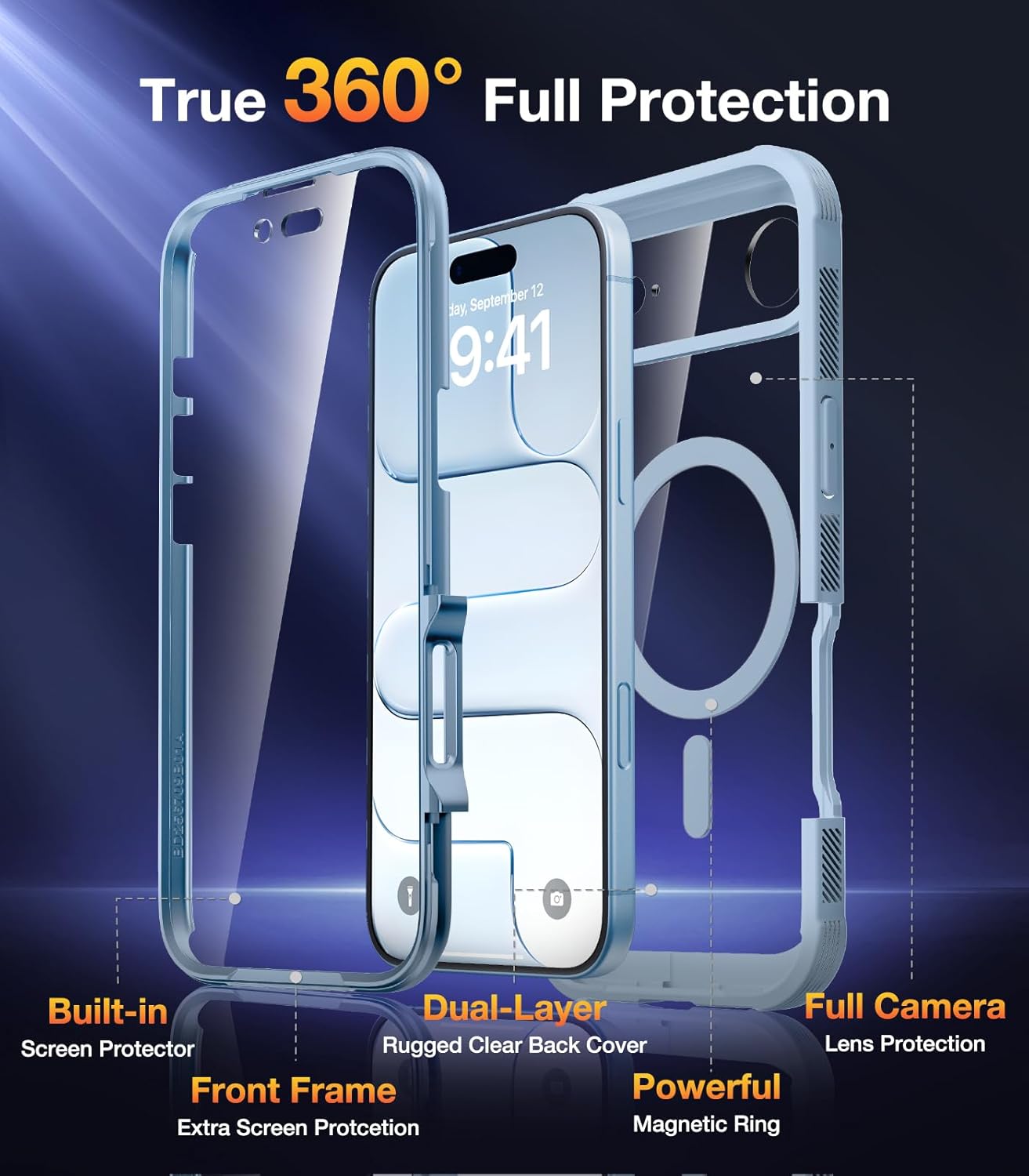 Thumbnail 1 de Diaclara Magnetic for iPhone Air Case 6.5-Inch: Full-Body Protection with Built-In Screen Protector