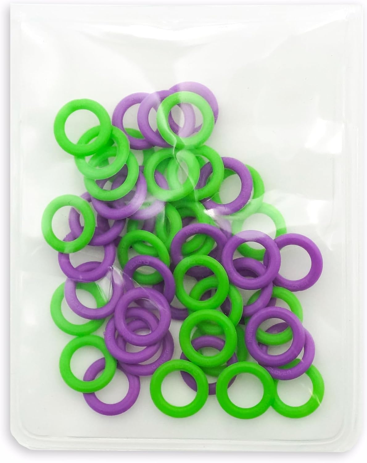 Thumbnail 1 de Clover Soft Stitch Ring Markers Violet/Vert – lots de 10 petits et 20 grands anneaux