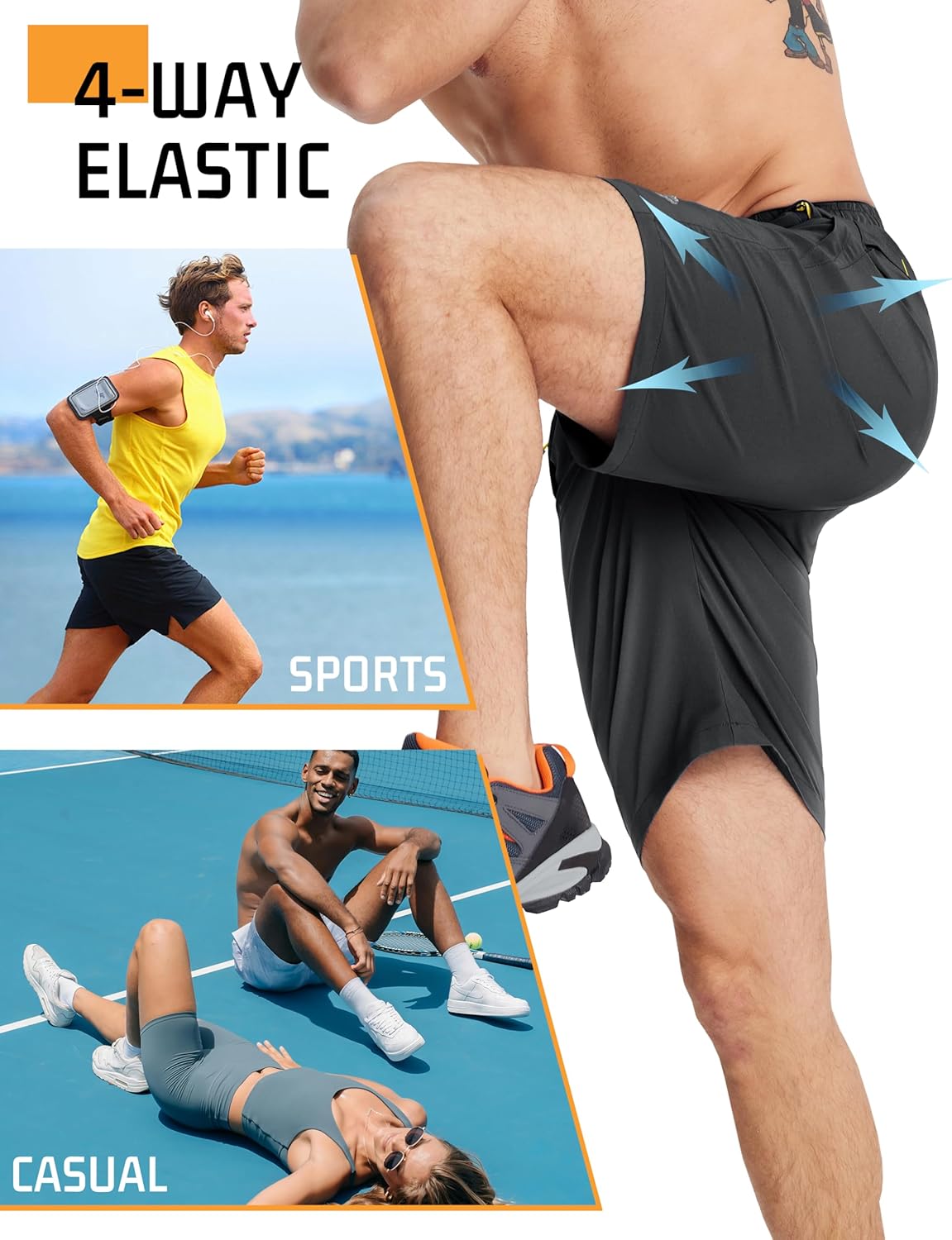 Thumbnail 4 de TACVASEN Men's Quick-Drying Training Shorts: Breathable, Lightweight Running Shorts with Zip Pockets