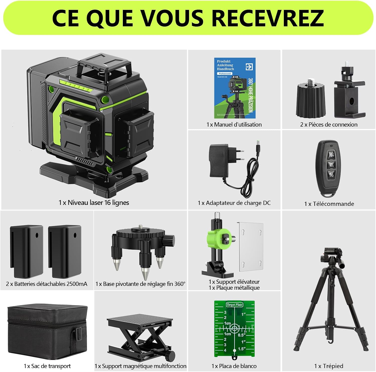 Detalle 2 de Nivel láser 4D 360° 16 líneas con trípode