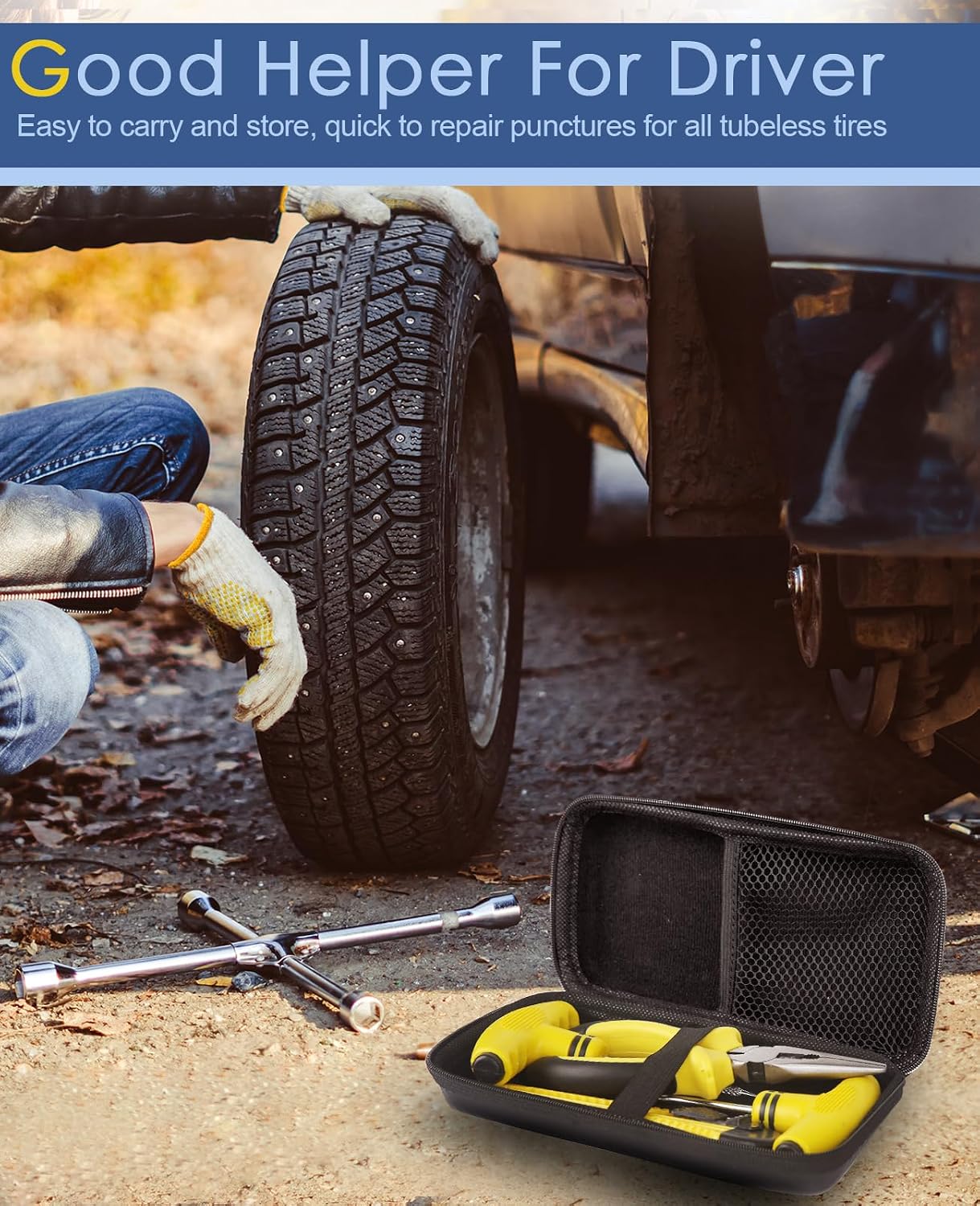 Thumbnail 6 de VFMFM Tyre Repair Kit with 20 Repair Strings and Storage Case (tubeless emergency puncture fix)