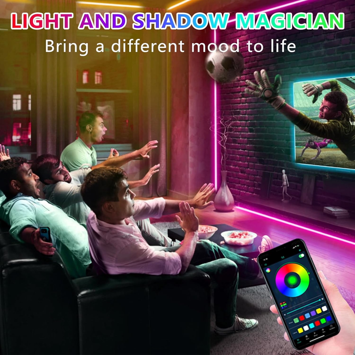 Detalle 2 de httpsmp LED Lights for TV: 5M RGB Backlight for 45–75 Inch Screens
