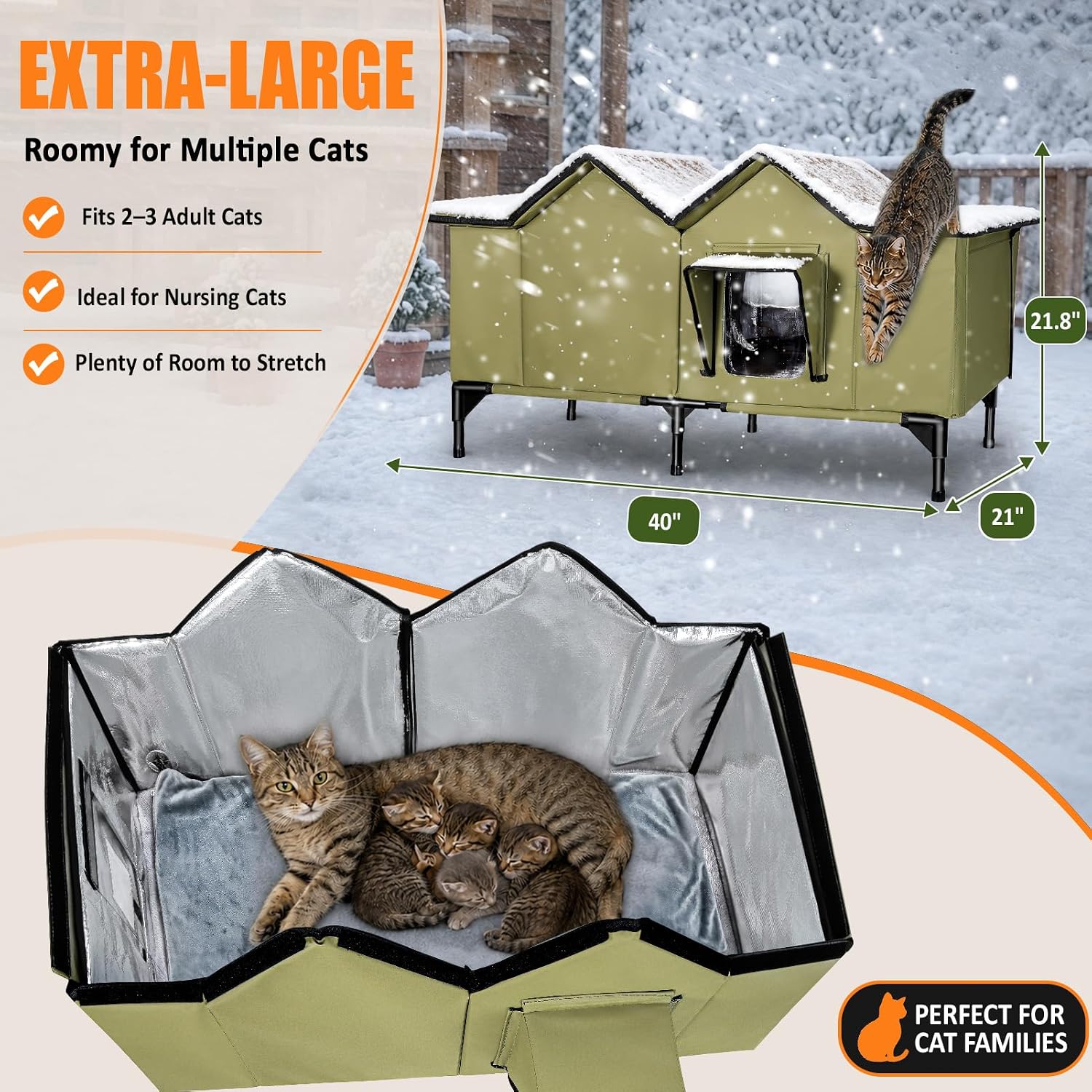 Detalle 2 de HXPLN HX750G Heated Outdoor Cat House with Thermostatic Heating Pad