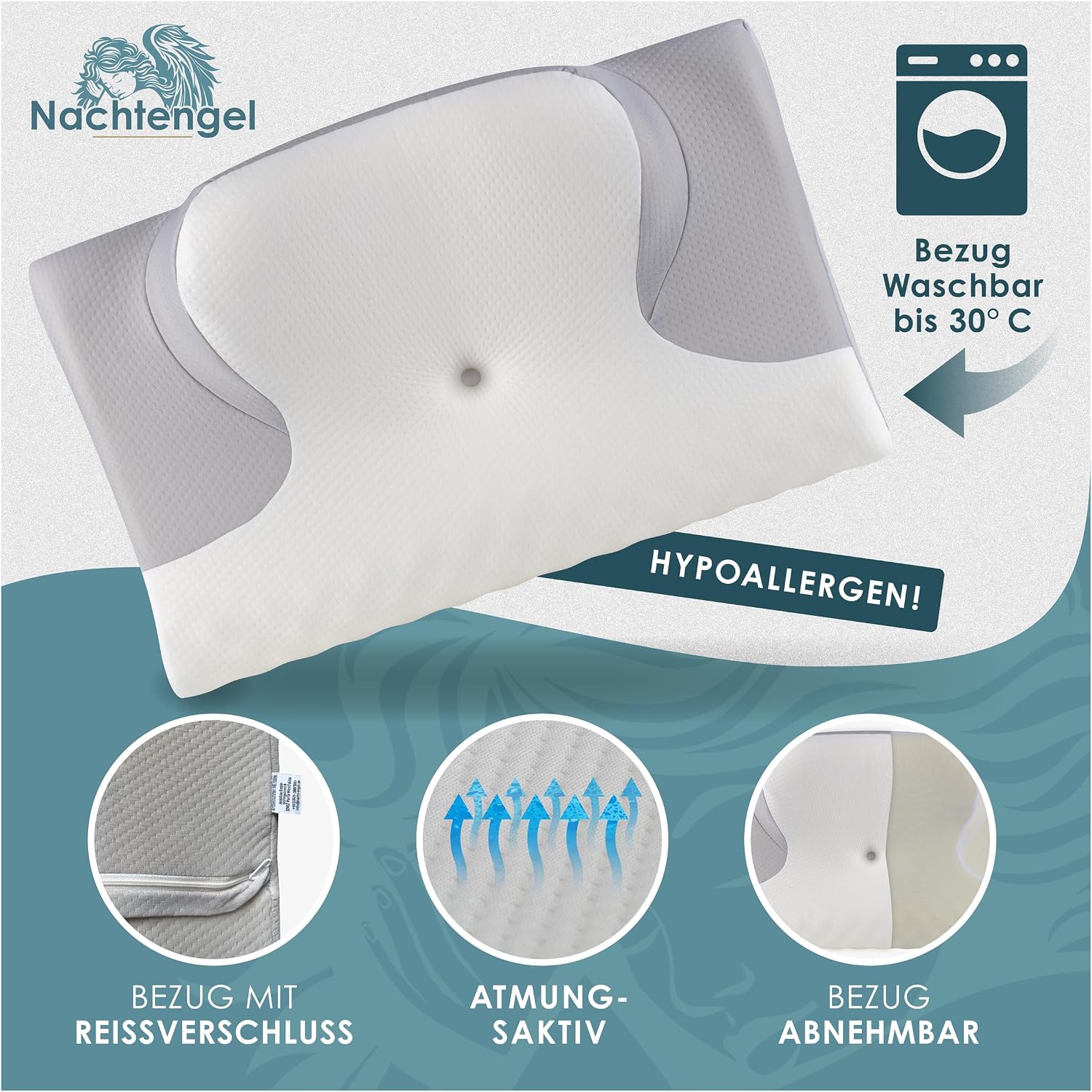 Detalle 2 de Nachtengel Orthopädisches Memory Foam Nackenstützkissen
